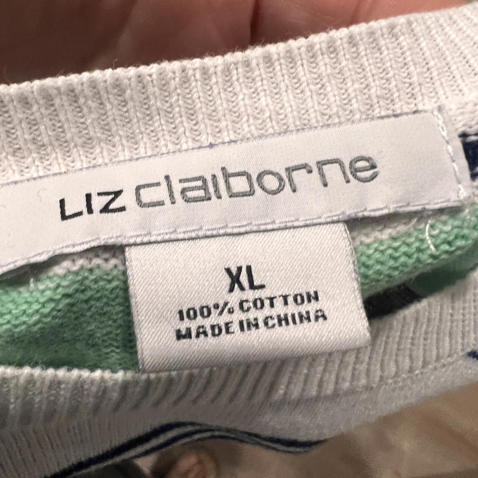 Other Liz Claiborne Women's XL Cotton Striped Sweater Size XL / US 12-14 / IT 48-50 - 3 Thumbnail