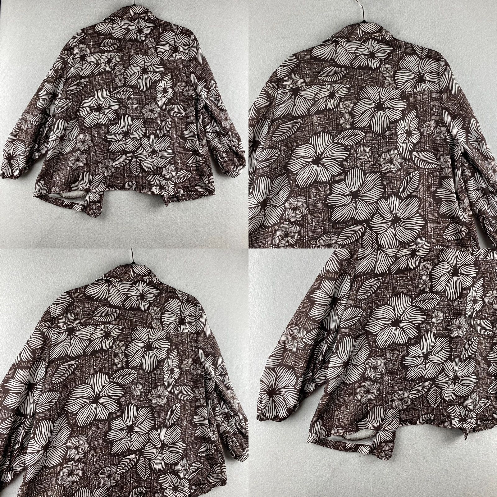 Vintage Chicos Cardigan Open Front Womens Brown Hawaiian Floral Pattern Shirt Theme 3 Size Womens Size XS / US 0-2 / IT 36-38 - 10 Thumbnail