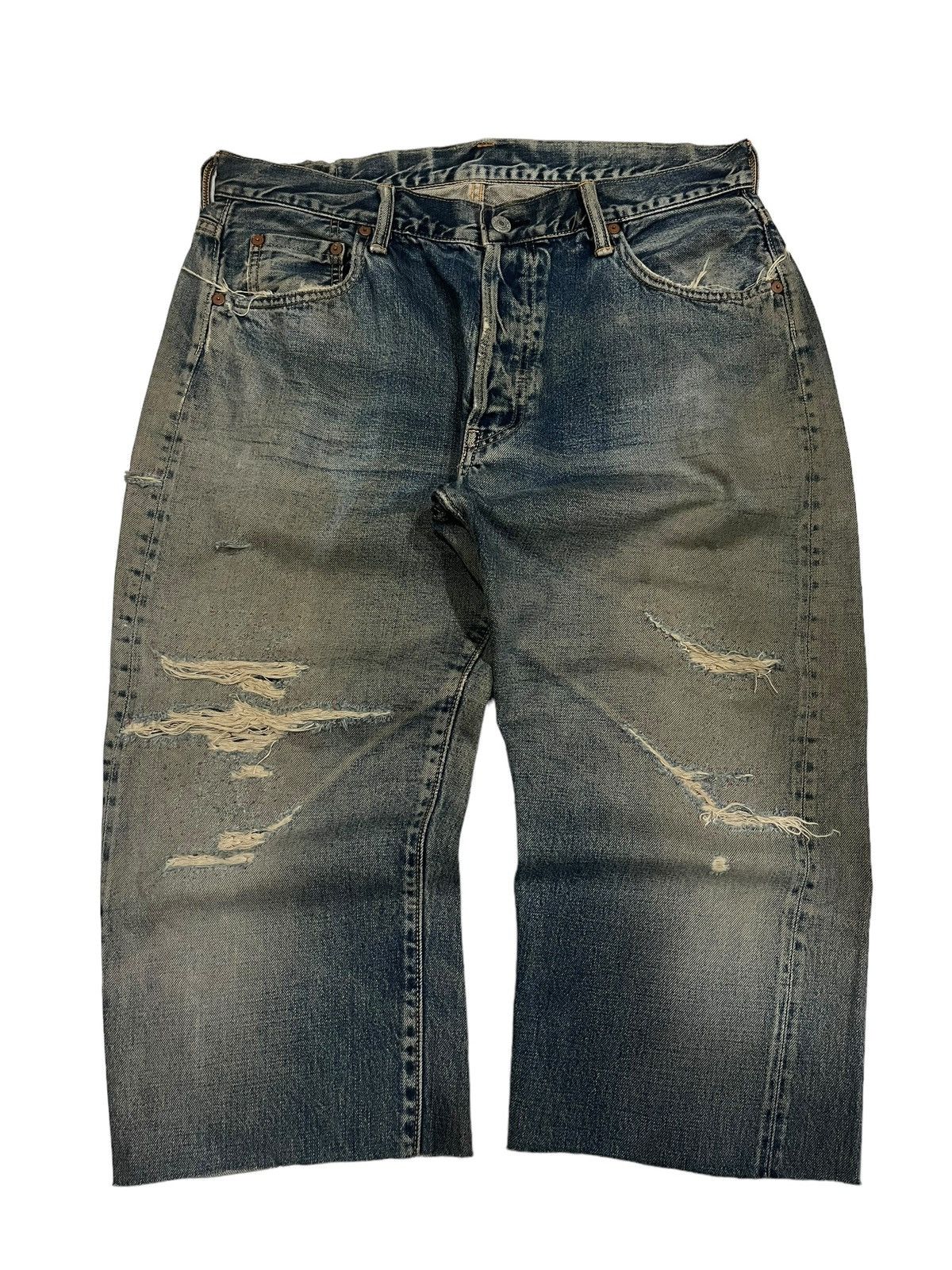 Vintage Japanese Brand Sewing Chop Distressed Redline Jorts