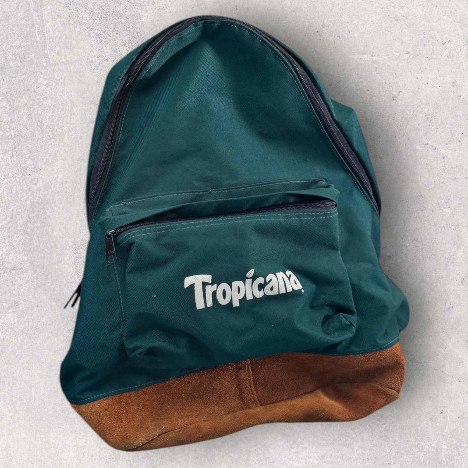 Vintage Vintage Tropicana green canvas & brown suede backpack Size ONE SIZE - 2 Thumbnail