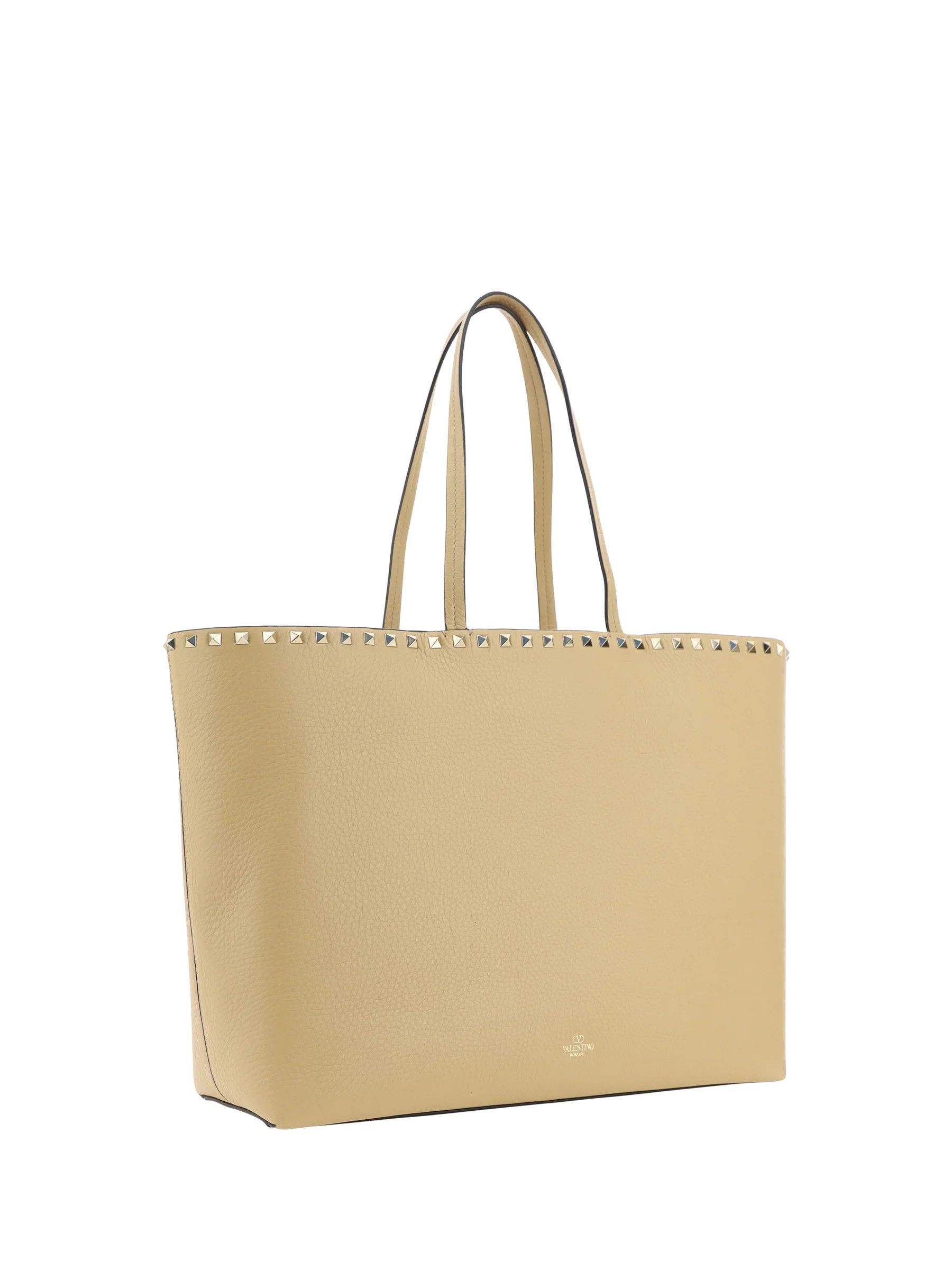 Valentino o1s22i1n0924 Size: OS / Large Rockstud Tote Bag in Beige Size ONE SIZE - 2 Thumbnail