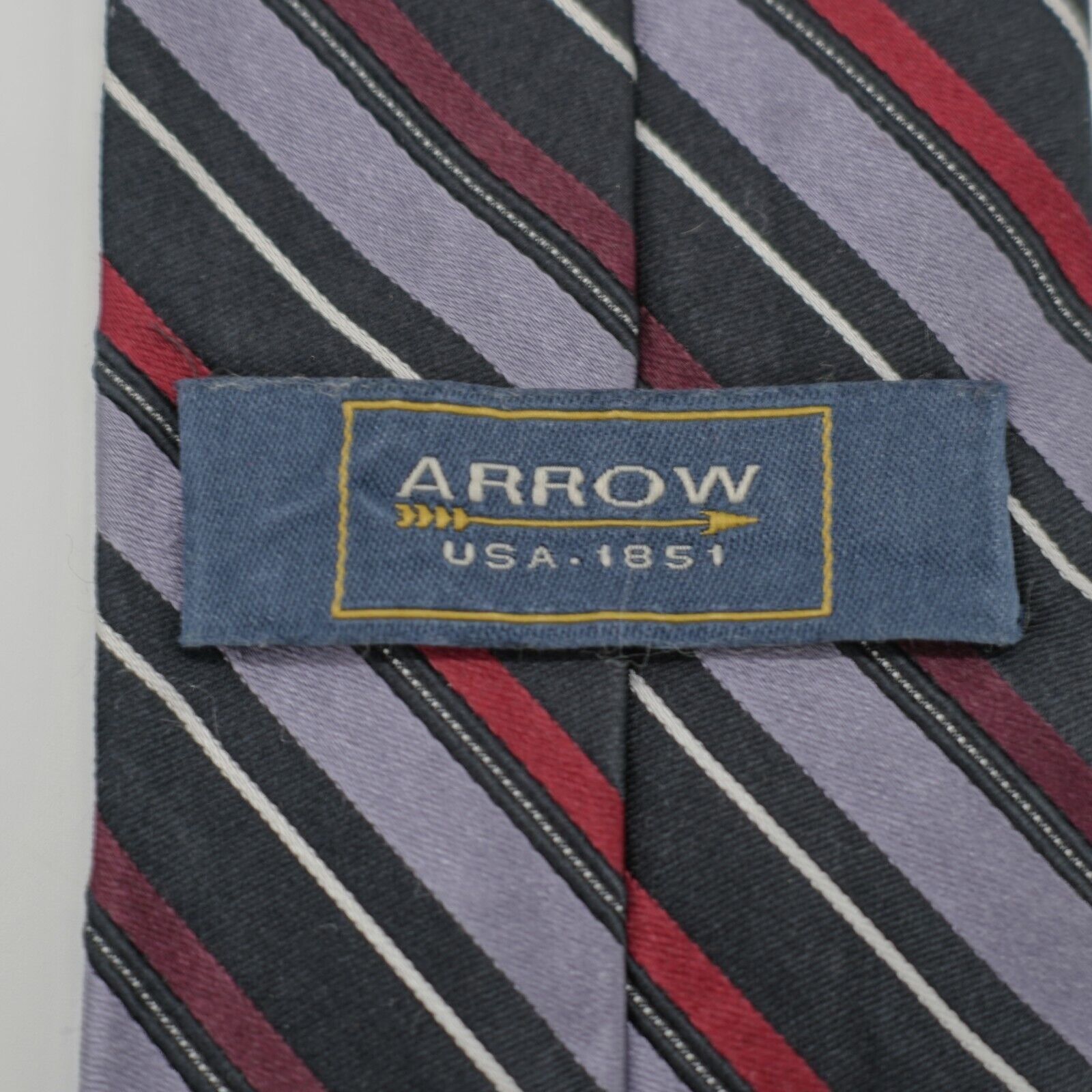 Arrow Arrow Black Red Purple Striped Woven Silk Tie Size ONE SIZE - 3 Thumbnail