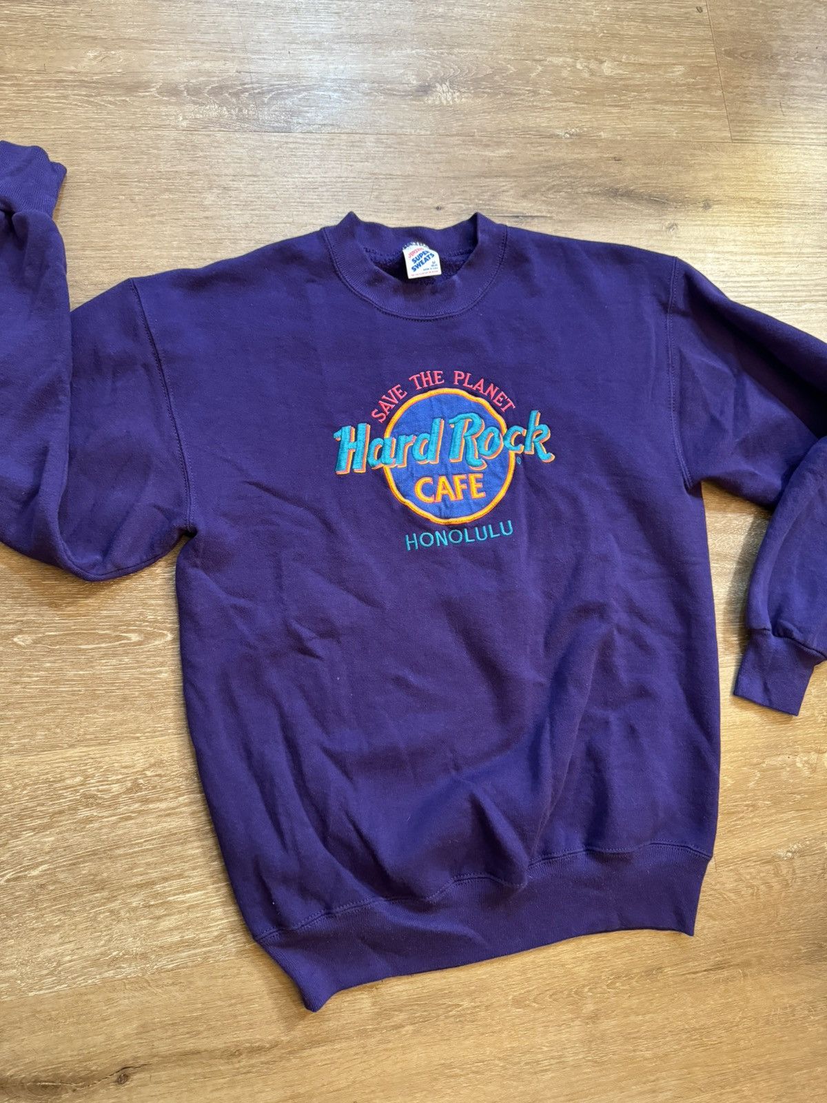 Hard Rock Cafe × Jerzees × Vintage Vintage Hard Rock Honolulu Crew Neck Embroidered Sweatshirt Size US M / EU 48-50 / 2 - 9 Thumbnail