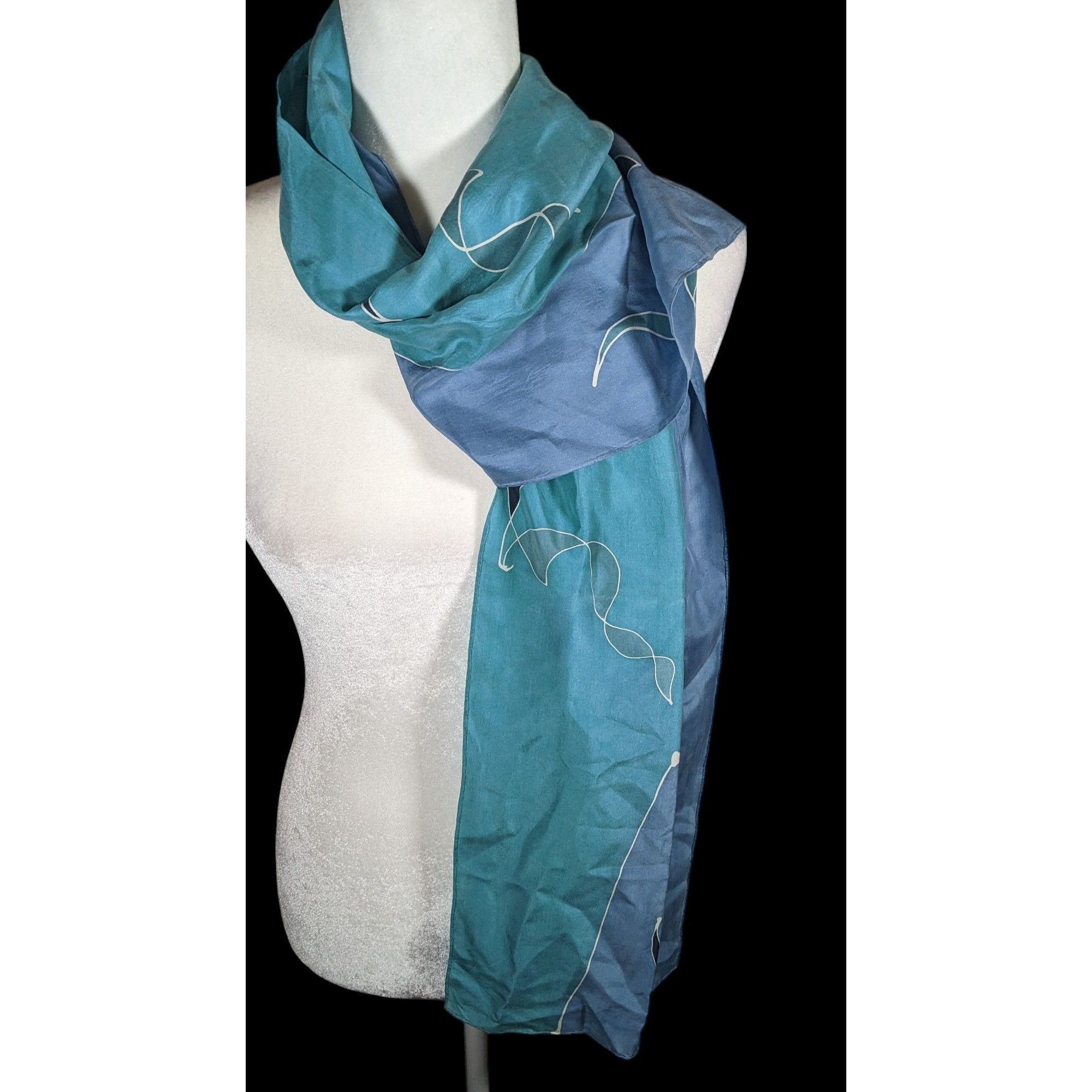 Other Vintage Sekina Blue Silk Abstract Scarf Size ONE SIZE - 8 Thumbnail