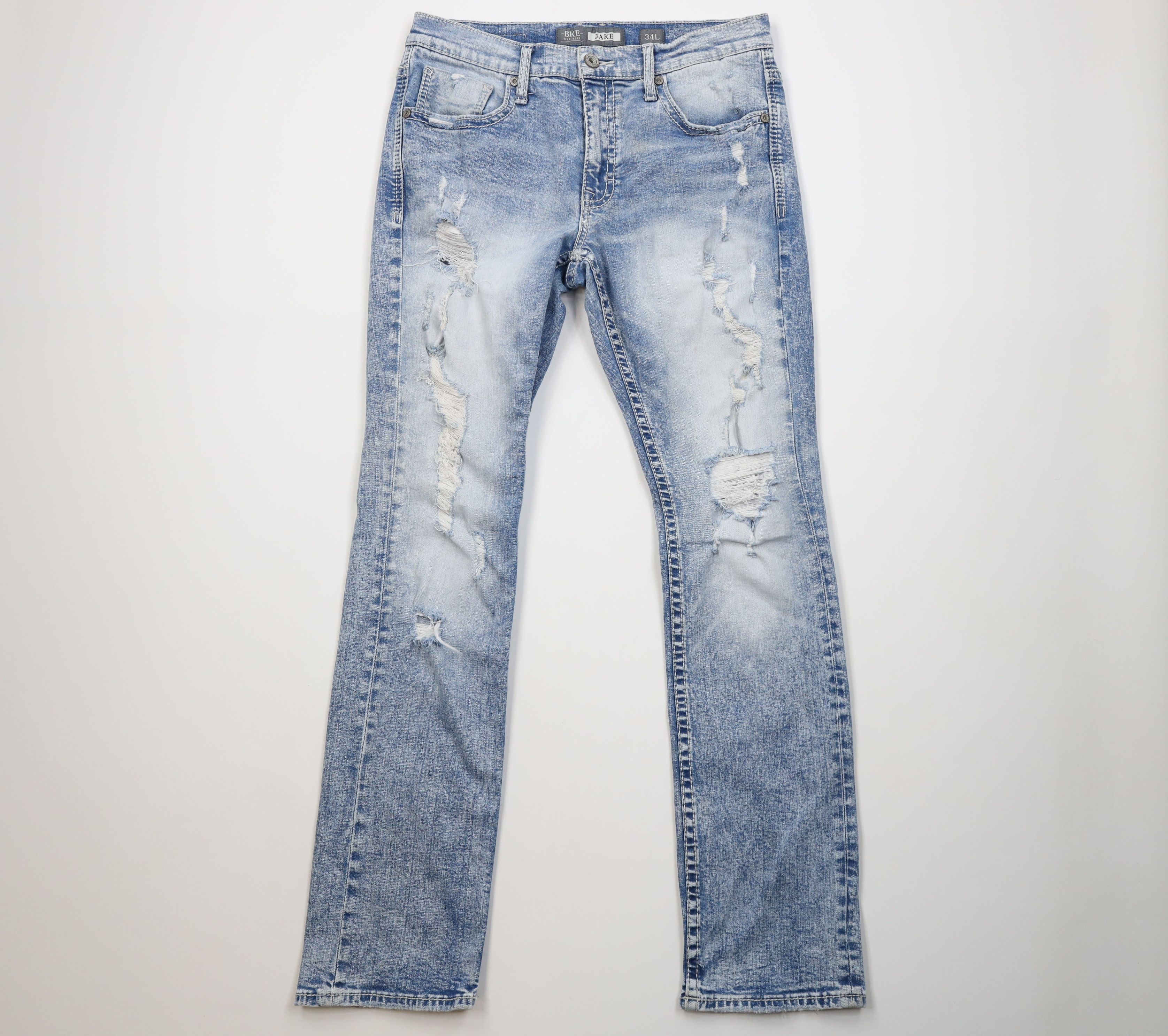 Vintage Buckle BKE Acid Wash Jake Straight Leg Denim Jeans Blue Size US 34 / EU 50 - 1 Thumbnail