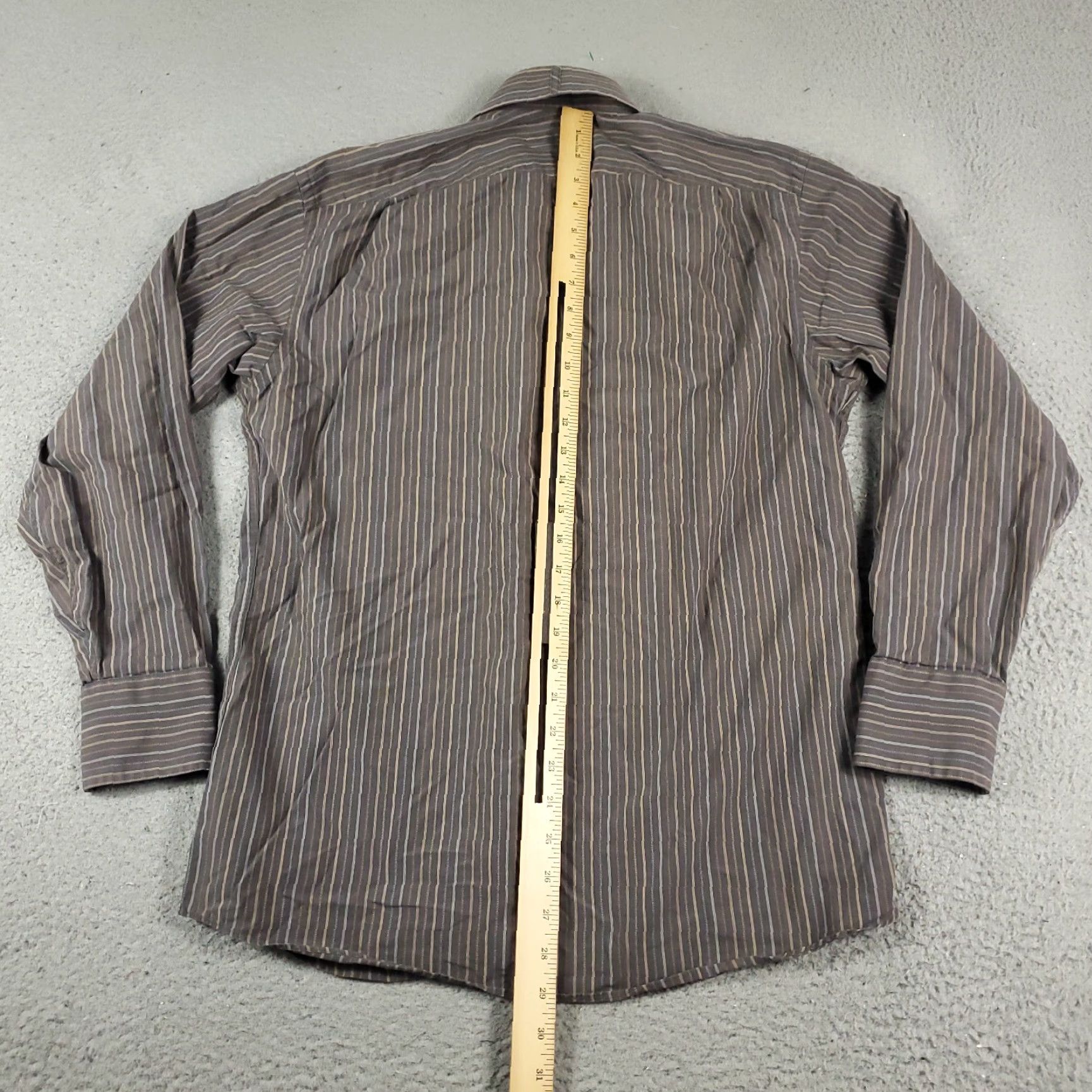 Ben Sherman VINTAGE Ben Sherman Shirt Mens 15 Brown Striped Dress Button Up Long Sleeve Size 40R - 3 Thumbnail