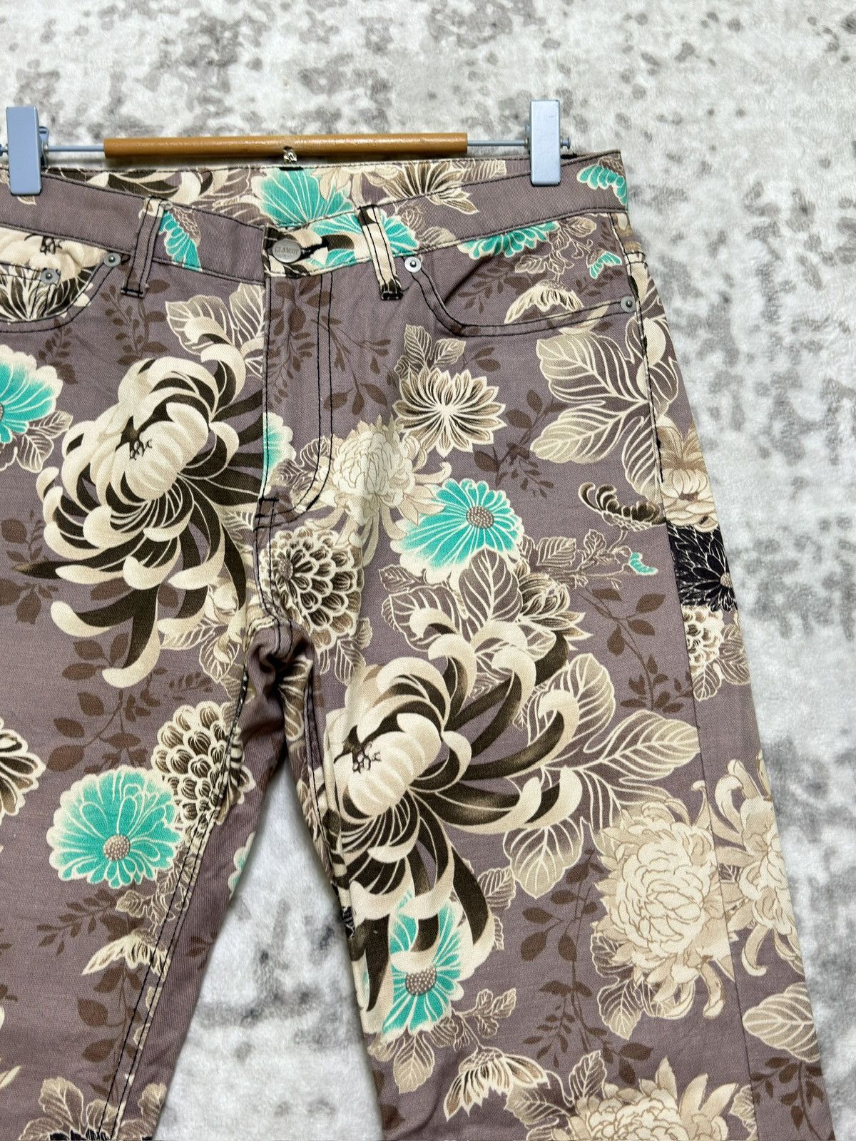 Hysteric Glamour Flare Glamdy Floral Printed Pants Turquoise Accents Size US 30 / EU 46 - 5 Thumbnail
