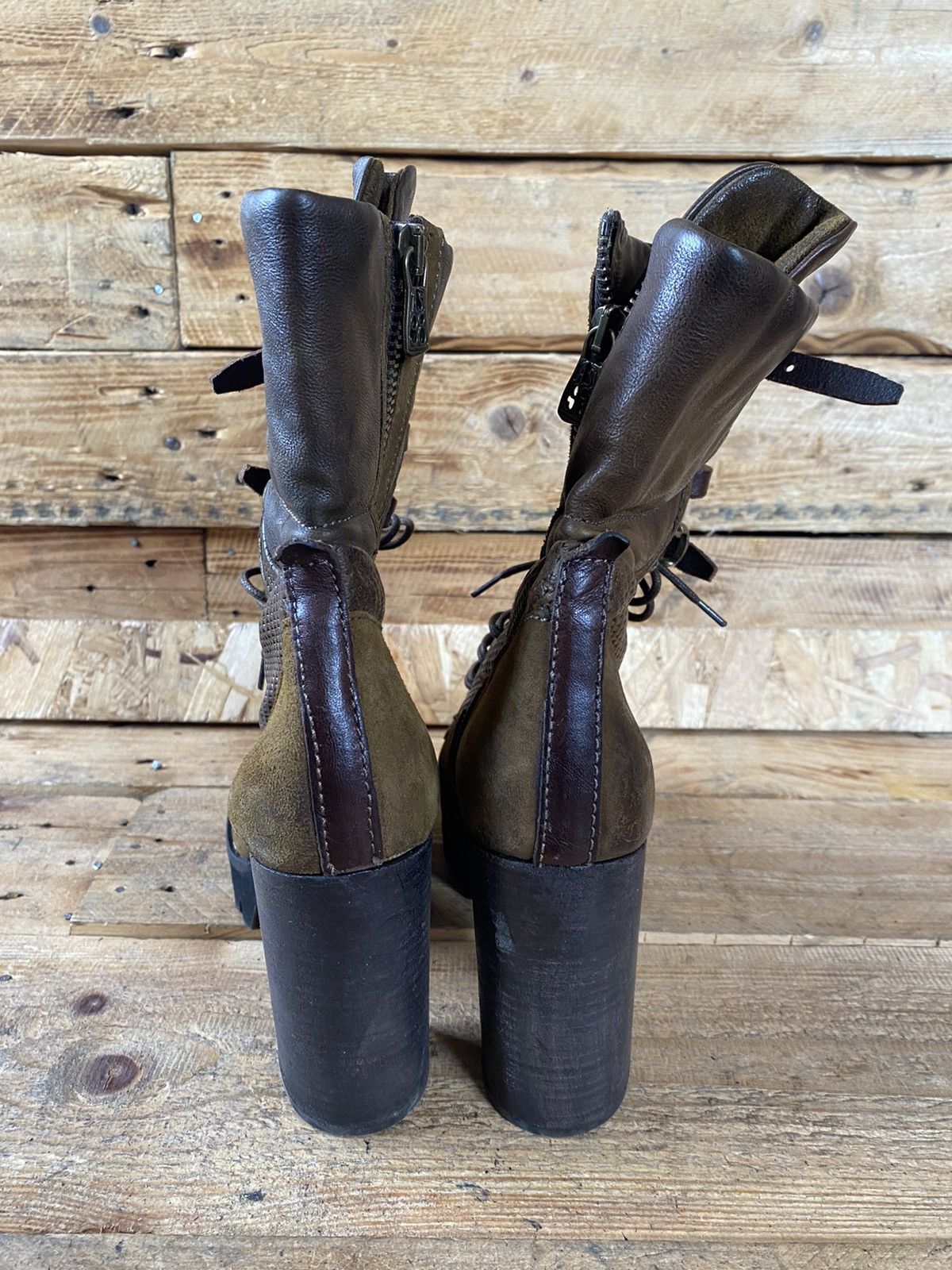Vintage As 98 olive green heeled boots Size US 7 / IT 37 - 7 Thumbnail