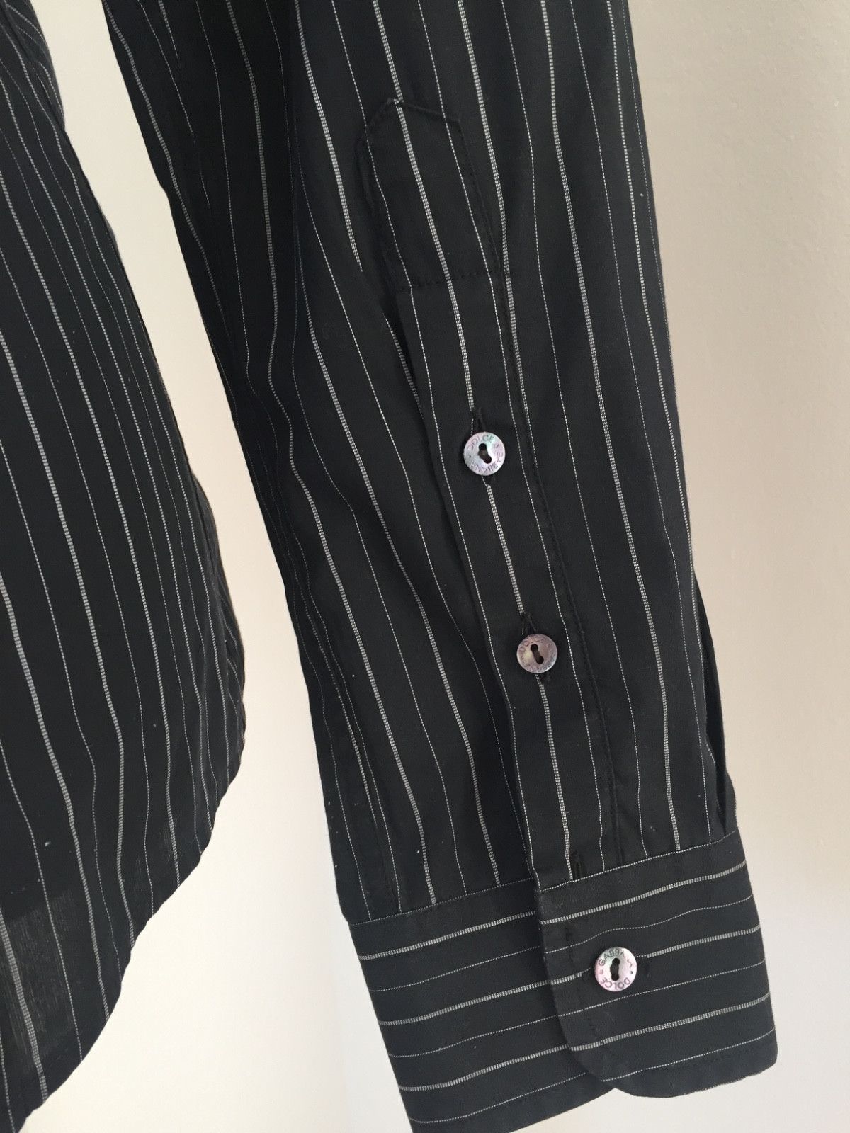 Dolce & Gabbana DOLCE & GABBANA Women's designer Black Pinstripe Shirt luxe Size L / US 10 / IT 46 - 5 Thumbnail