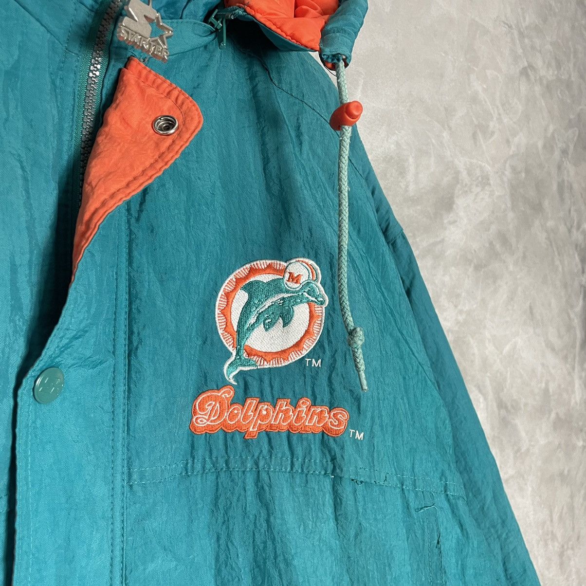NFL × Starter × Vintage Vintage 90’s Starter Miami Dolphins Big Logo Jacket Size US L / EU 52-54 / 3 - 5 Thumbnail