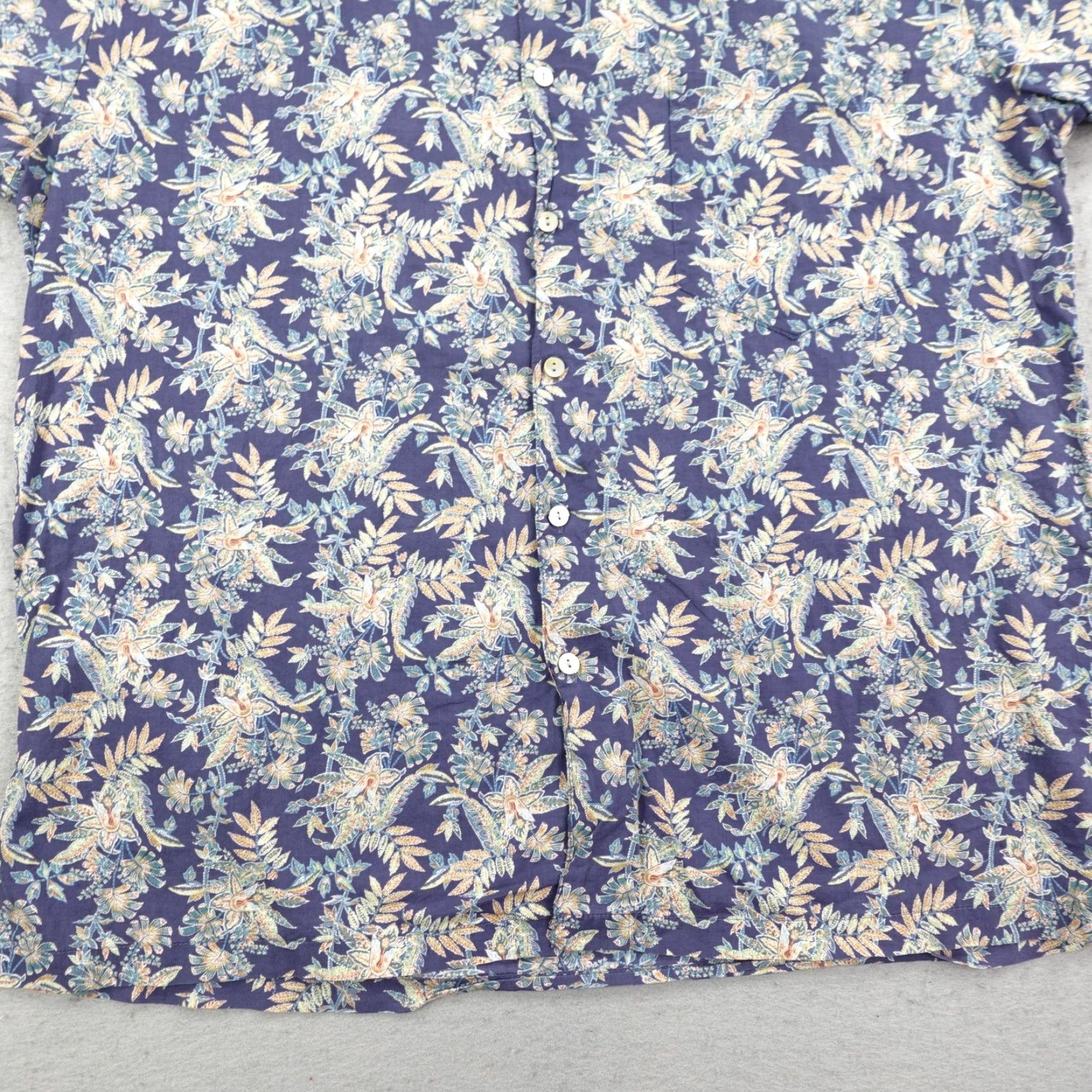 Tori Richard VINTAGE Tori Richard Shirt Mens L Blue Floral Hawaiian Aloha Button-Up Camp Tropical Size US L / EU 52-54 / 3 - 4 Thumbnail
