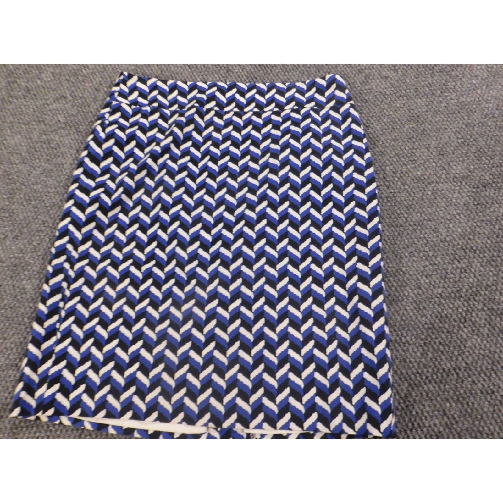 Ann Taylor Ann Taylor Skirt Womens 8 A-Line Knee Length Striped Knit Zip Blue Medium Cotton Lined Size 30" / US 8 / IT 44 - 3 Thumbnail