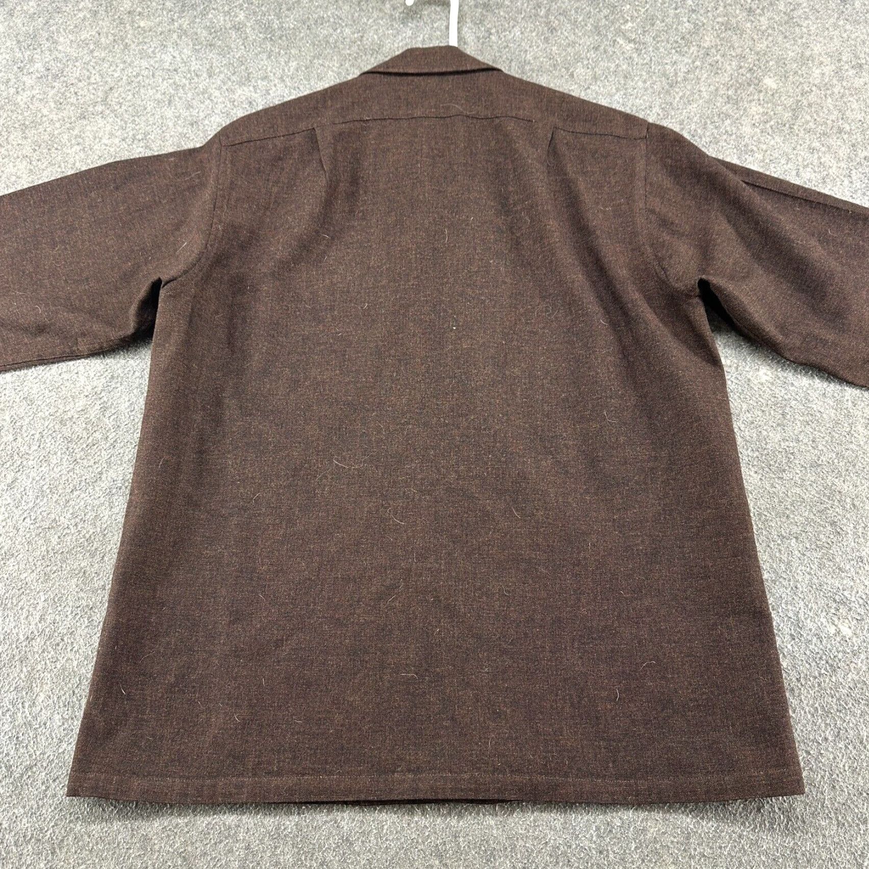 Pendleton VINTAGE Pendleton Shirt Mens M Brown Button-Up Wool Board Loop Collar Solid 60s Size US M / EU 48-50 / 2 - 6 Thumbnail
