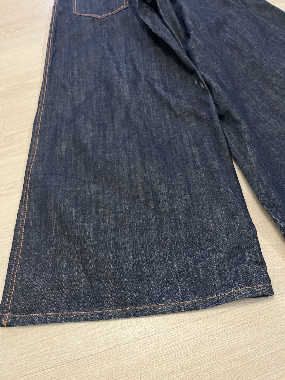 Jean Paul Gaultier 27 Jean Paul Gaultier belted leather Super wide denim pants Size US 30 / EU 46 - 8 Thumbnail