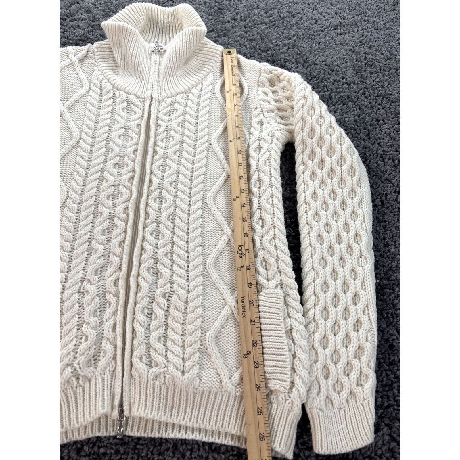 Vintage Saol Ireland Sweater Men S Wool Chunky-Knit Fisherman Aran Ivory Knit Crew Neck Pullover Knit Wool Size US S / EU 44-46 / 1 - 2 Thumbnail