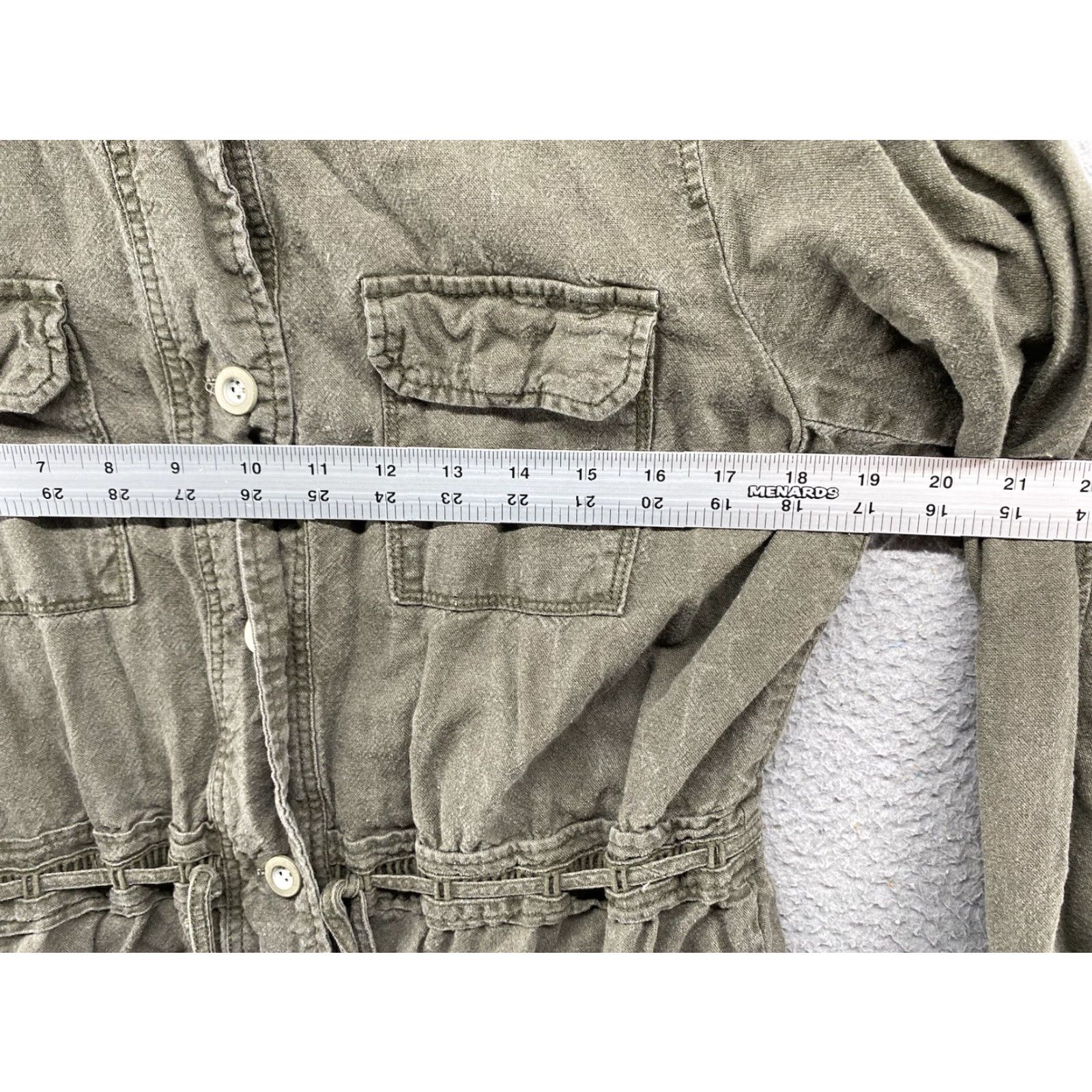 Vintage Maurices Linen Blend Womens Green Button Up Drawstring Jacket M Casual Utility Outdoor Pockets Womens Size M / US 6-8 / IT 42-44 - 6 Thumbnail
