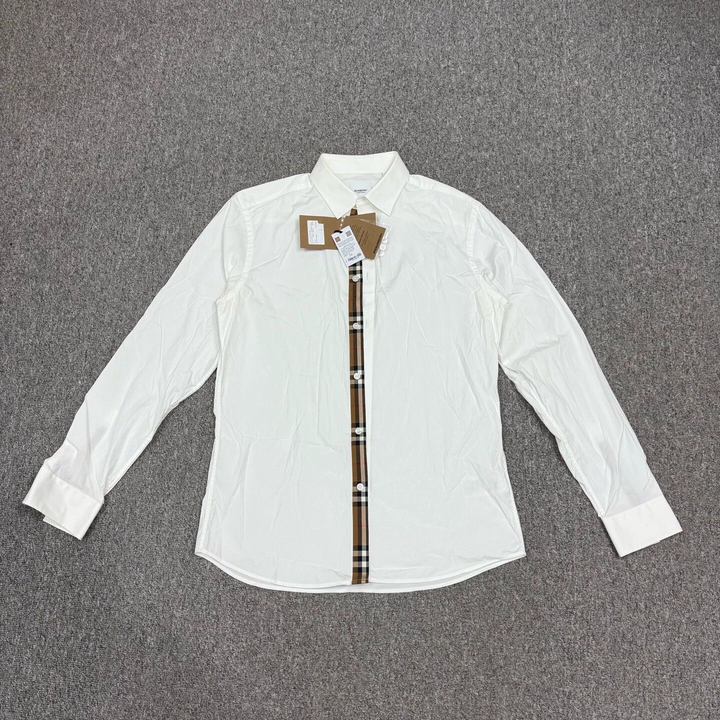 Burberry Burberry White Stripe Paneled Shirt M Size US M / EU 48-50 / 2 - 1 Thumbnail
