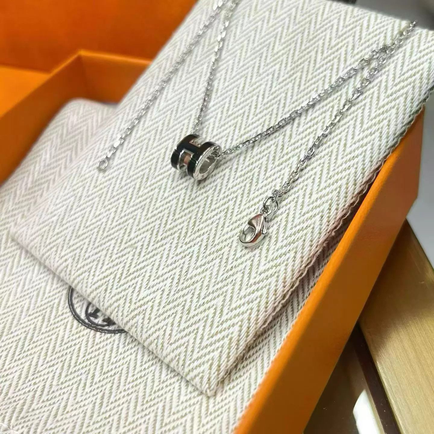 Hermes Hermes Pop Mini H Black Silver Necklace AH320 Size ONE SIZE - 5 Thumbnail