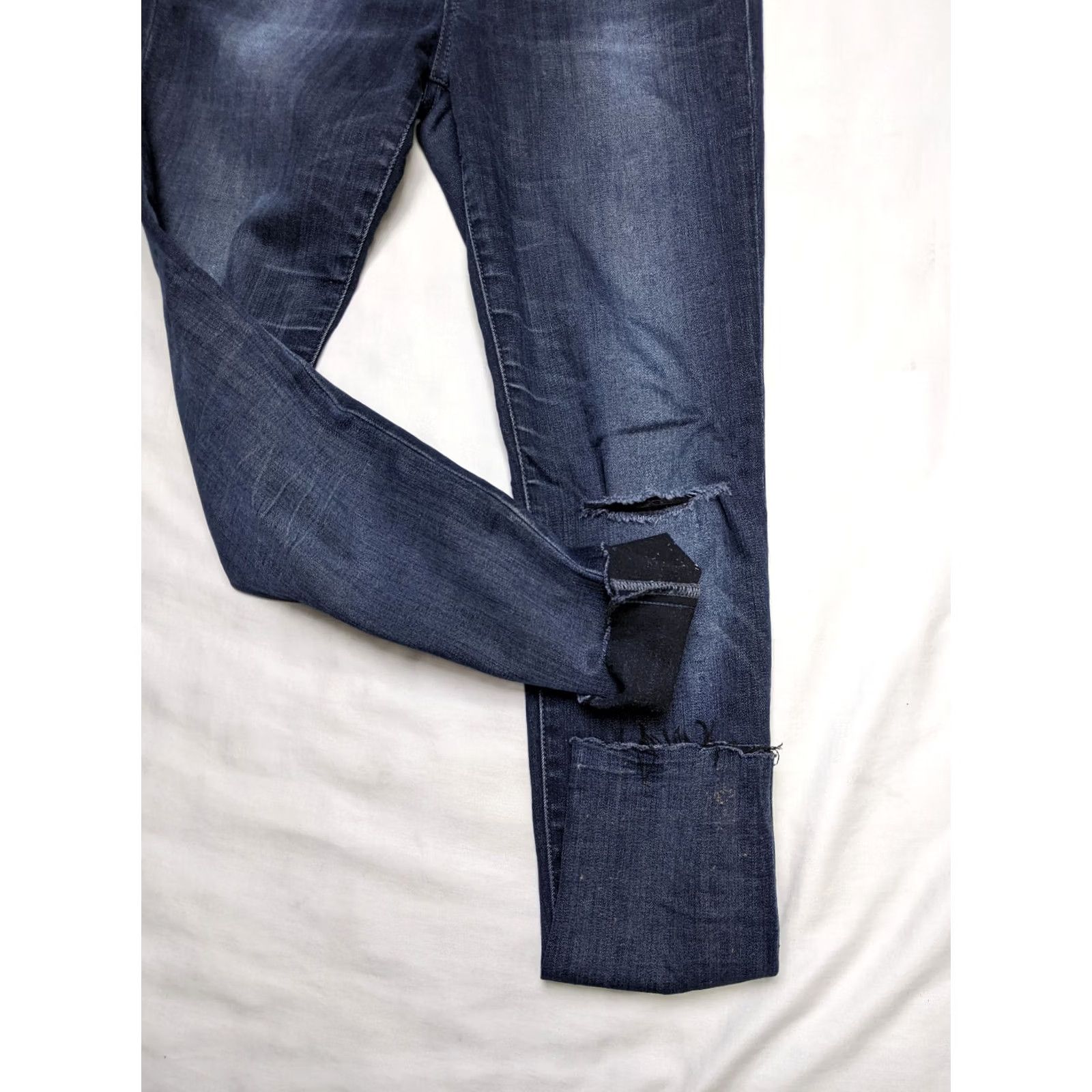 Vintage Joes Alessia Mid Rise Skinny Womens Size 27 (4) Blue Jean Destroyed Black Weft Denim Shirt? Size 29" - 7 Thumbnail