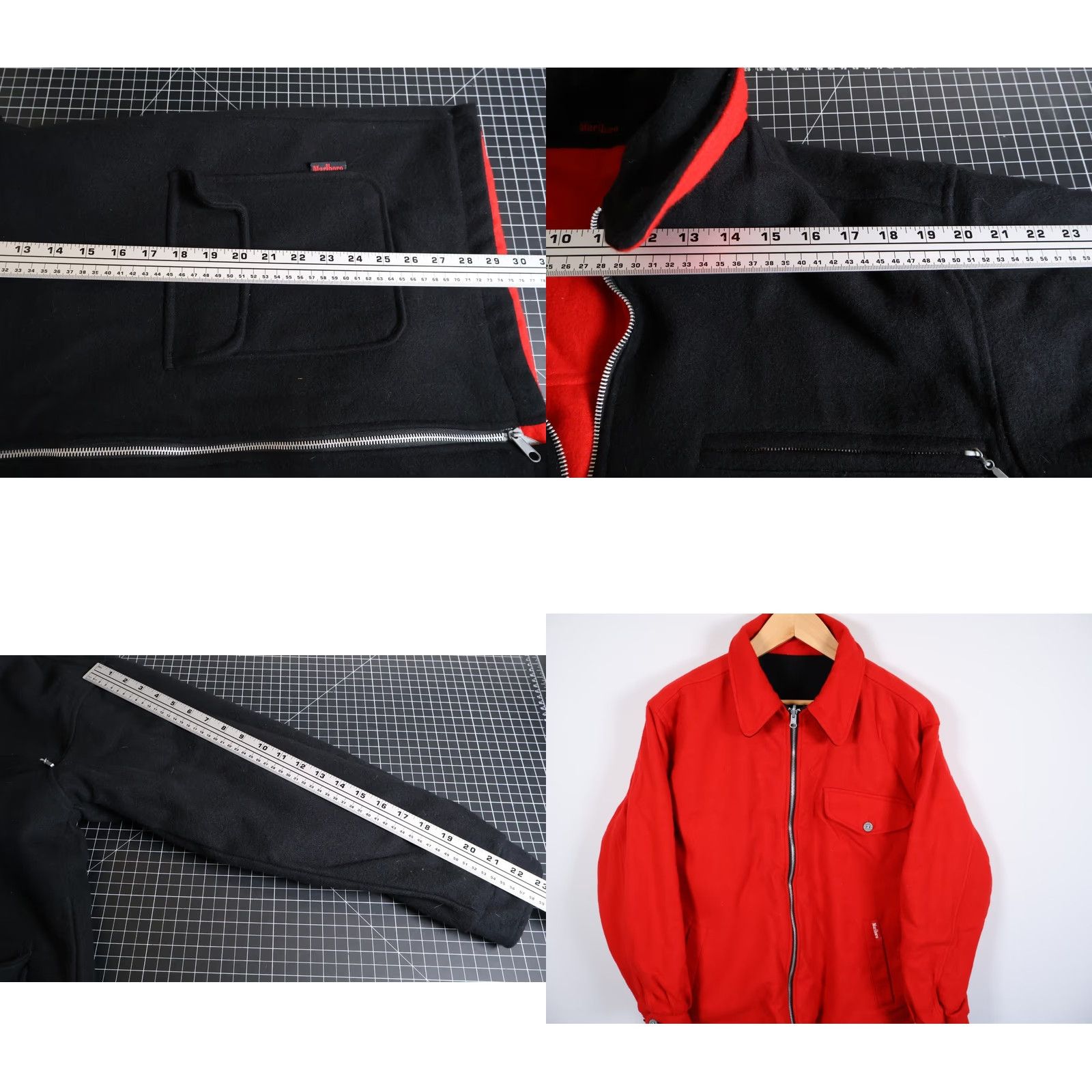 Marlboro Marlboro Reversible Wool Jacket Mens Large Velvet Black Red Oversized VTG Bomber 90s Hipster Retro Full Zip Pockets Size US L / EU 52-54 / 3 - 8 Thumbnail