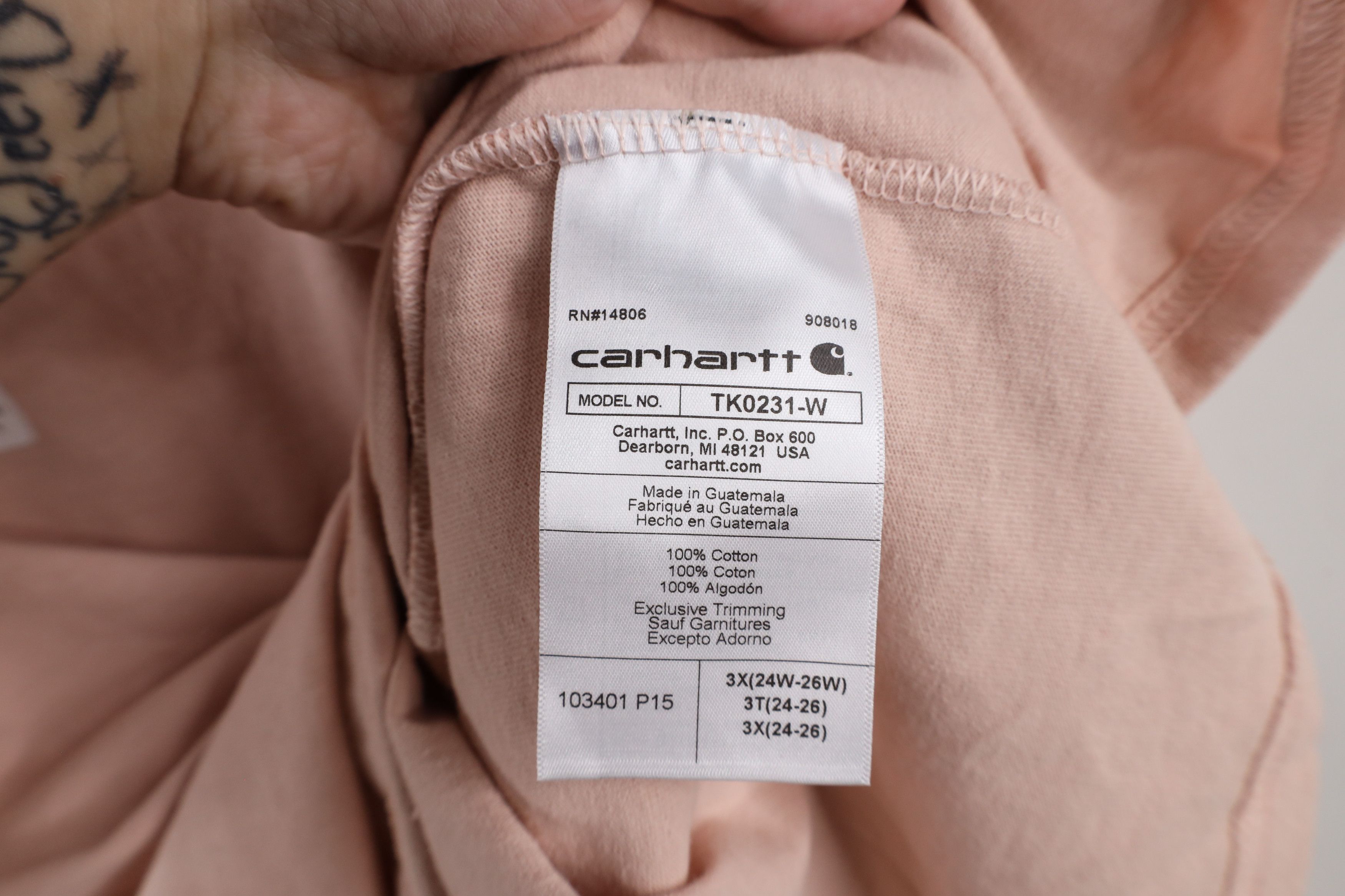 Carhartt × Vintage New Carhartt Fit Spell Out Long Sleeve T-Shirt Pink Cotton Size 3XL / US 20-22 - 8 Thumbnail