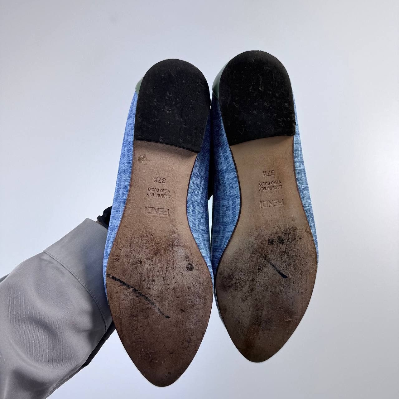Fendi Fendi FF Logo Pumps Heels Womens Denim Leather Size 37.5 Size US 7 / IT 37 - 14 Thumbnail