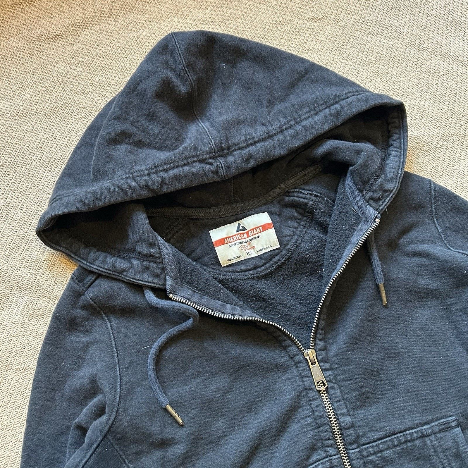 American Giant Heavyweight Black Elbow Patch Full Zip Hoodie XS Size XS / US 0-2 / IT 36-38 - 2 Thumbnail