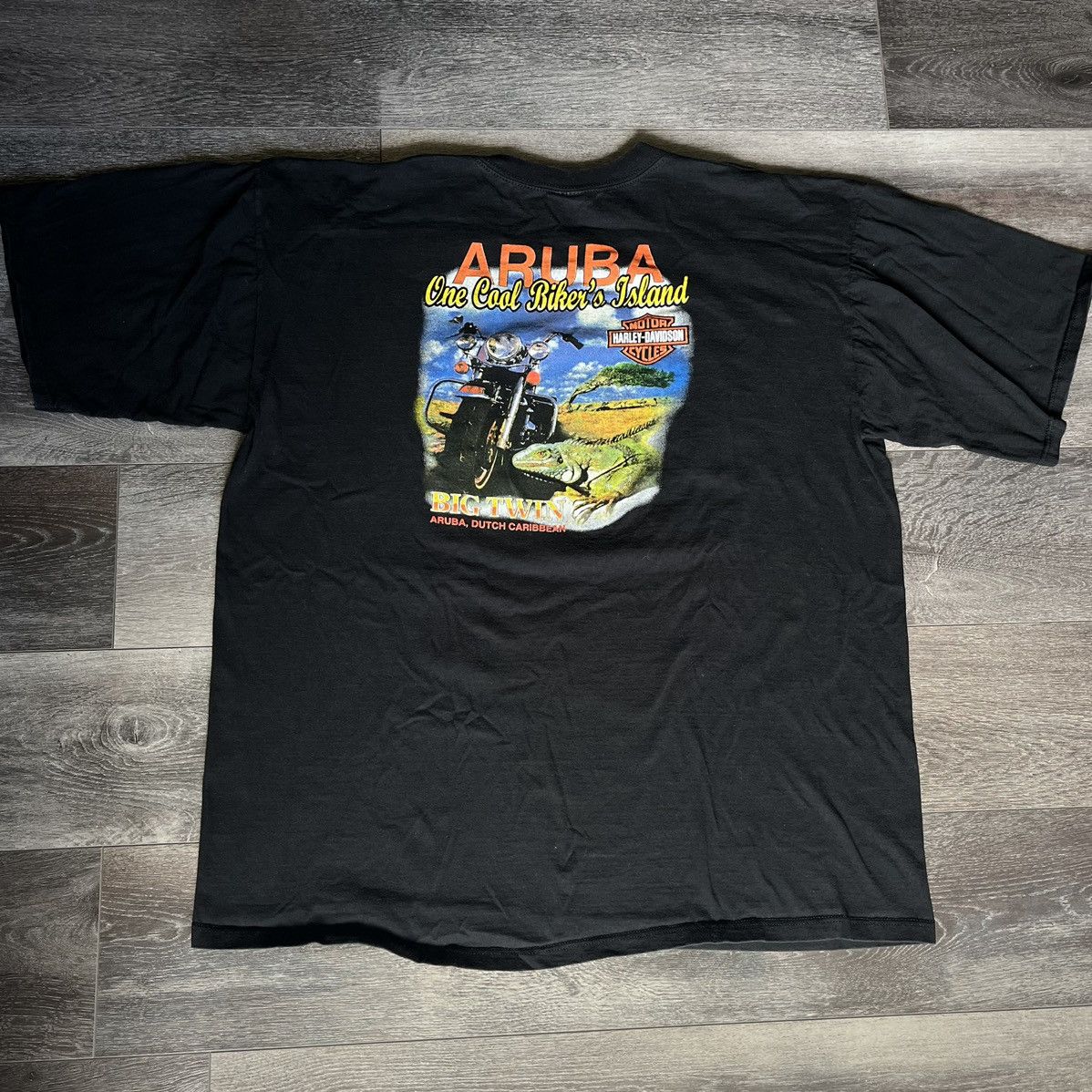 Harley Davidson × Vintage Vintage Y2K Harley Davidson Caribbean Aruba Graphic Logo Tee Size US XL / EU 56 / 4 - 2 Thumbnail