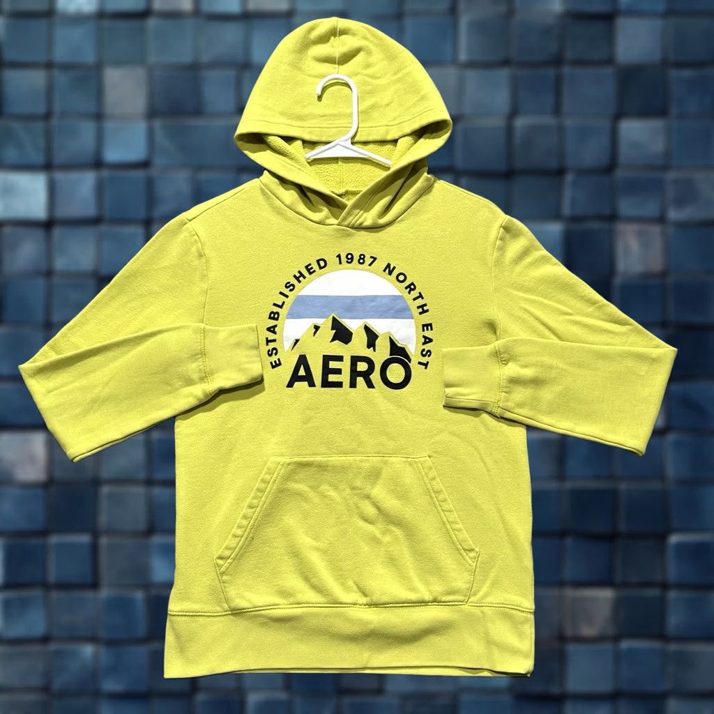 Aeropostale Aeropostale Hoodie Sweatshirt Mens Small Neon Yellow Mountain Peak Pullover GUC Size US S / EU 44-46 / 1 - 1 Thumbnail