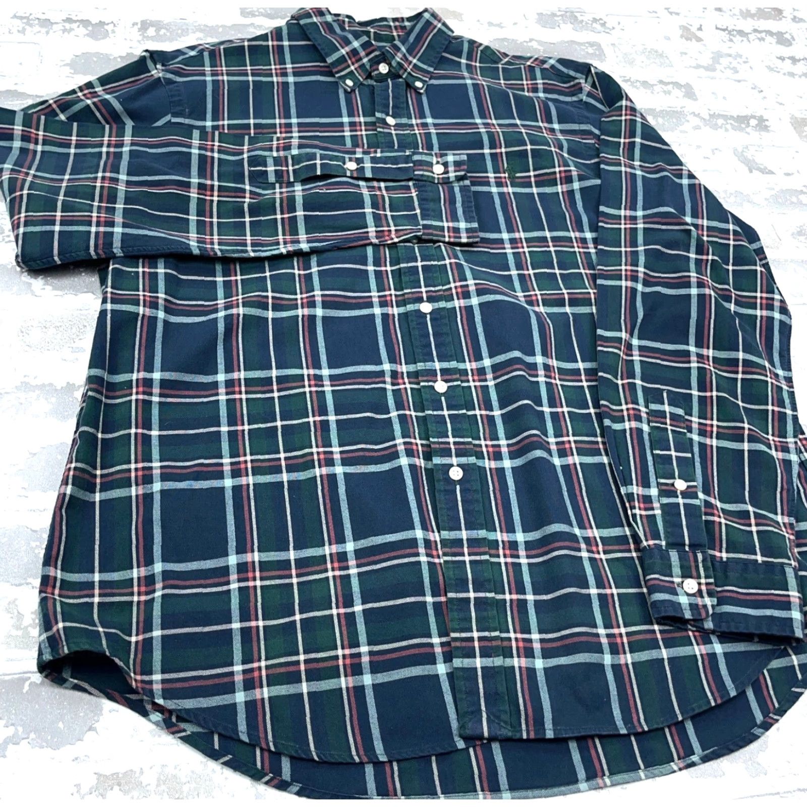 Ralph Lauren Ralph Lauren Shirt Men XL Blue Green Plaid OCBD Button-Up Oxford Cloth OCBD A15 Size US XL / EU 56 / 4 - 5 Thumbnail