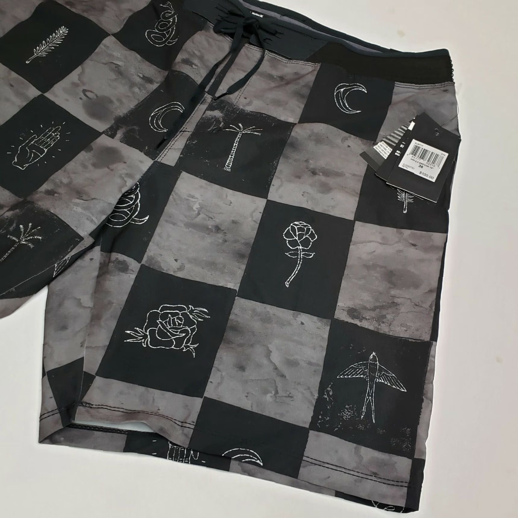 Hurley Hurley Phantom 18" Hyperweave Surfcheck Board Shorts Trunks Mens 36 Black Grey Size US 36 / EU 52 - 3 Thumbnail