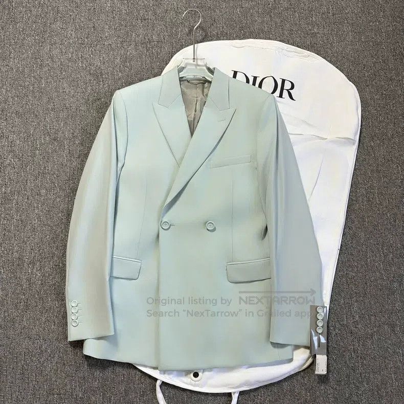 Dior Dior 22ss Lake Blue Gun Collar Woollen Suit Size 46R - 1 Thumbnail