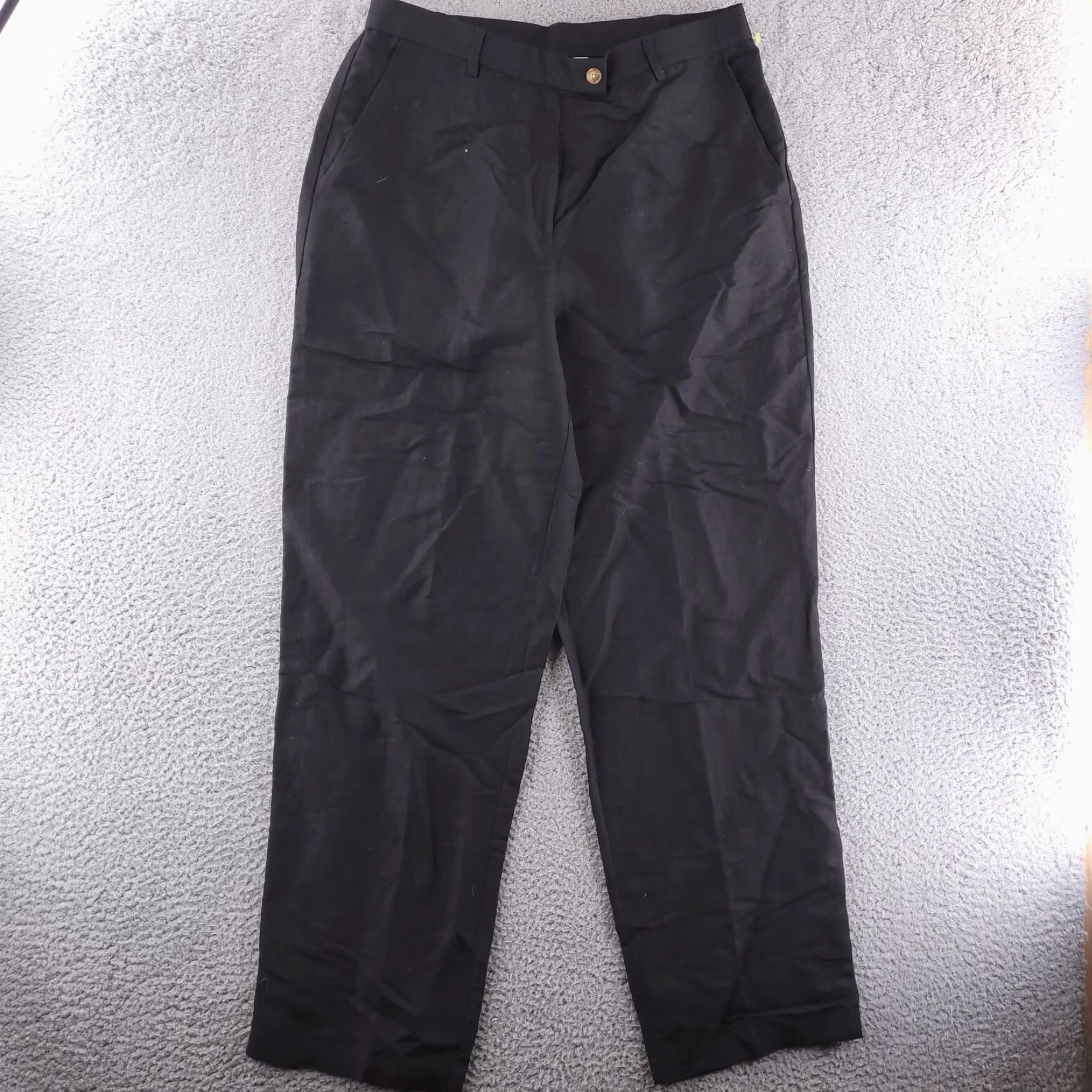 Orvis VINTAGE Orvis Pants Womens 12 Black Linen Blend High Waisted 30" Inseam Straight Relaxed Size 34" / US 12 / IT 48 - 2 Thumbnail