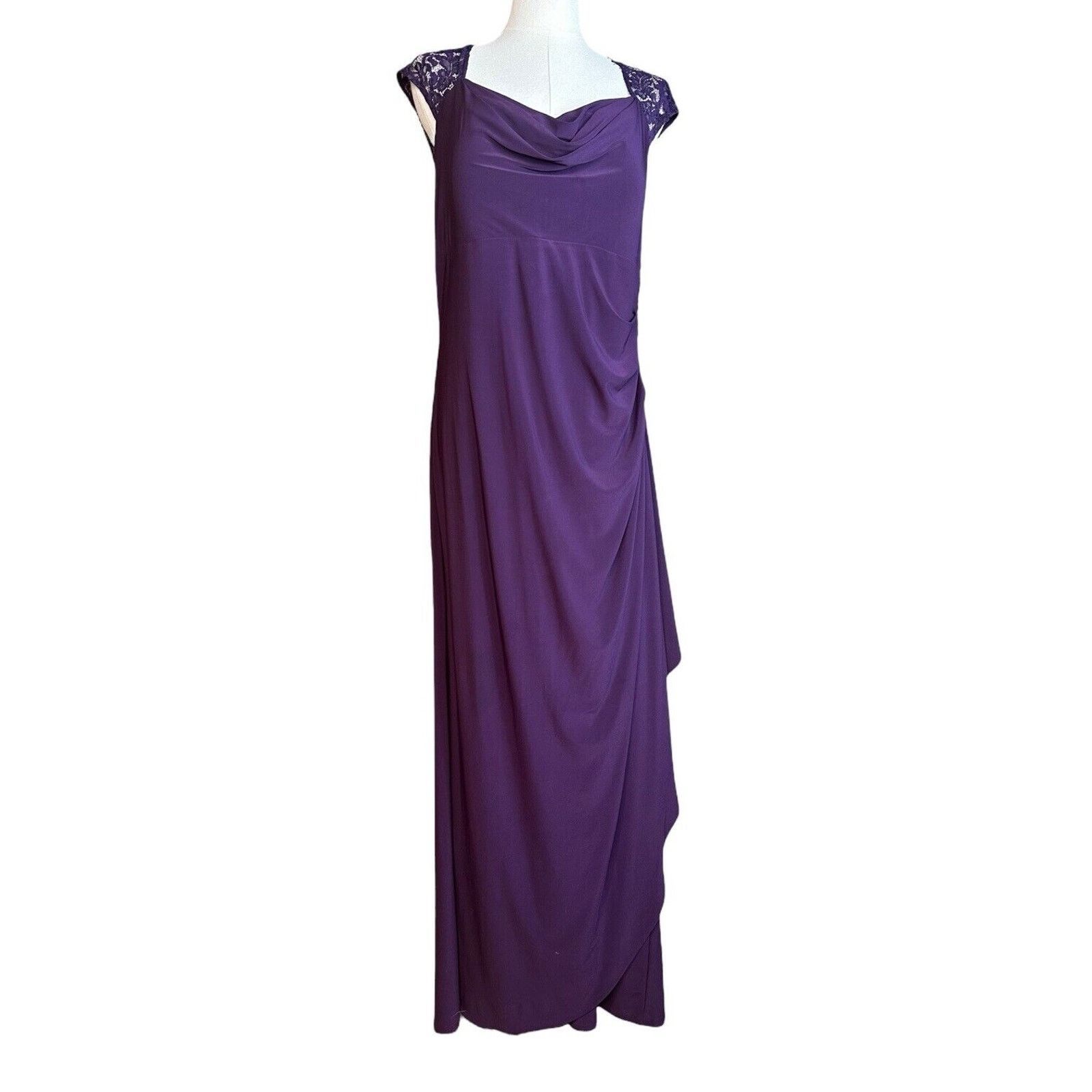 Other MSK Purple Keyhole Lace Faux Wrap Long Formal Gown Dress 14 Size XL / US 12-14 / IT 48-50 - 3 Thumbnail