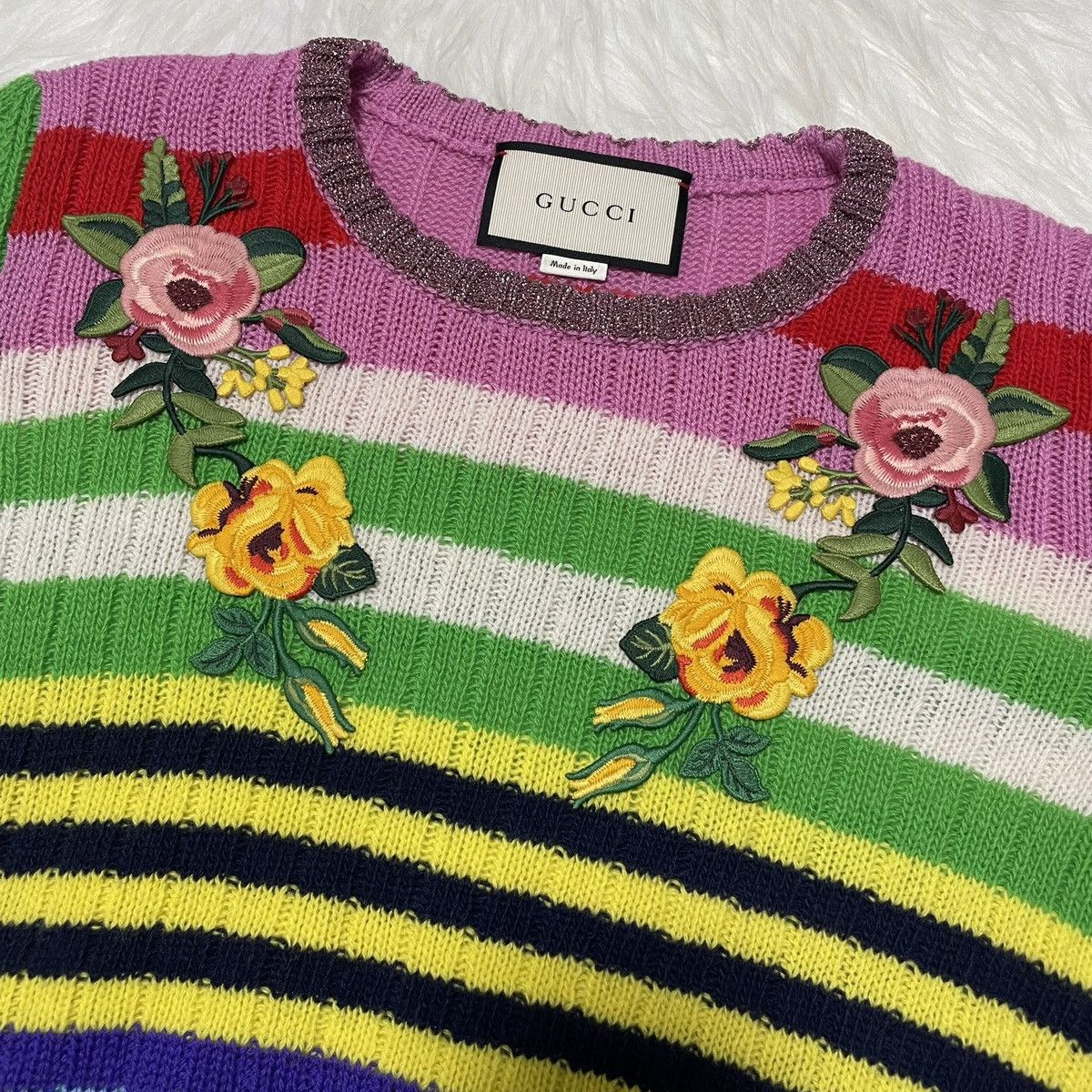 Gucci Authentic Gucci floral striped long-sleeved knit sweater XL Size XL / US 12-14 / IT 48-50 - 9 Thumbnail