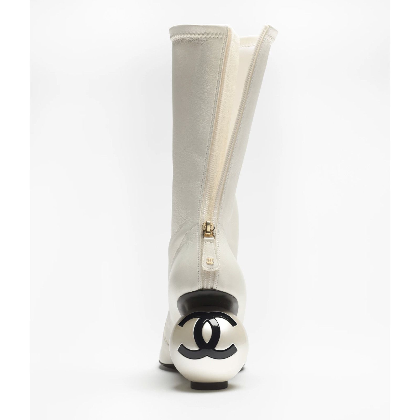 Chanel Ball Heel CC Logo Stretch Leather Midcalf Boot 39.5 Size US 9.5 / IT 39.5 - 16 Thumbnail