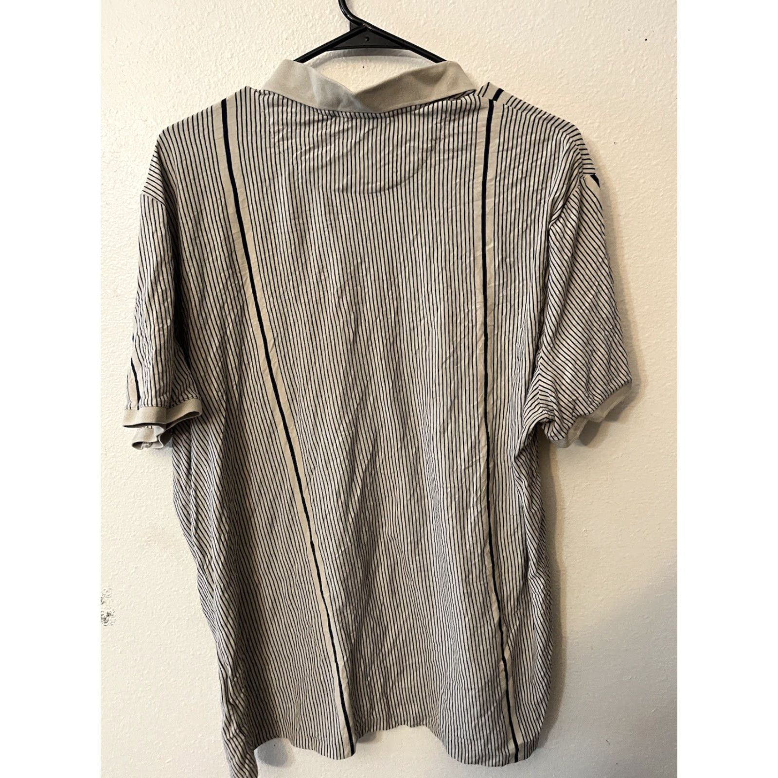 Express Express Polo Shirt Mens XL Brown Striped Pima Short Sleeve 1/4 Zip Beige Cotton 100% Regular Size US XL / EU 56 / 4 - 3 Thumbnail