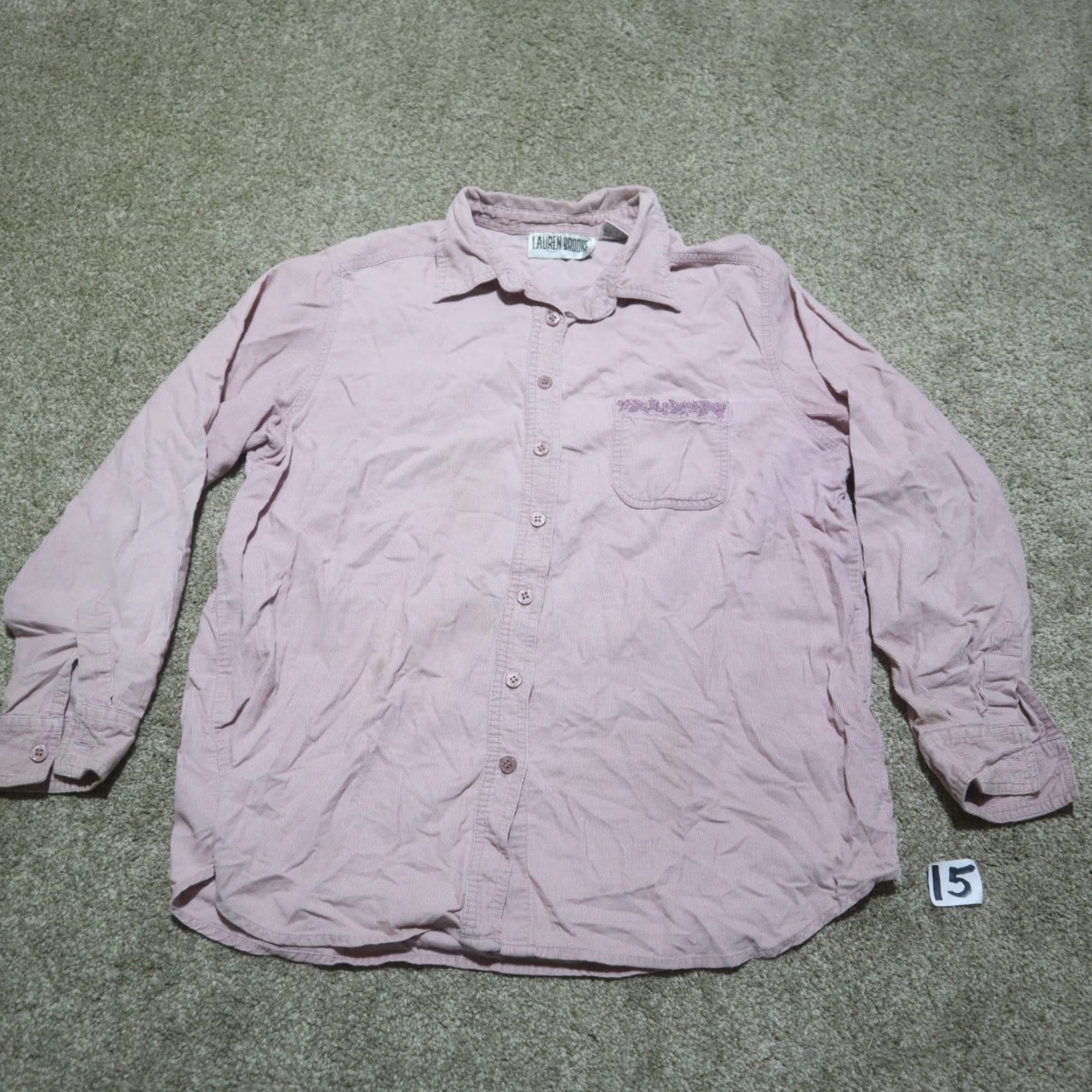 Vintage Lauren Brooke Shirt Women's L Large Light Pink Flowers Long Sleeve Button Up Women's Size L / US 10 / IT 46 - 3 Thumbnail