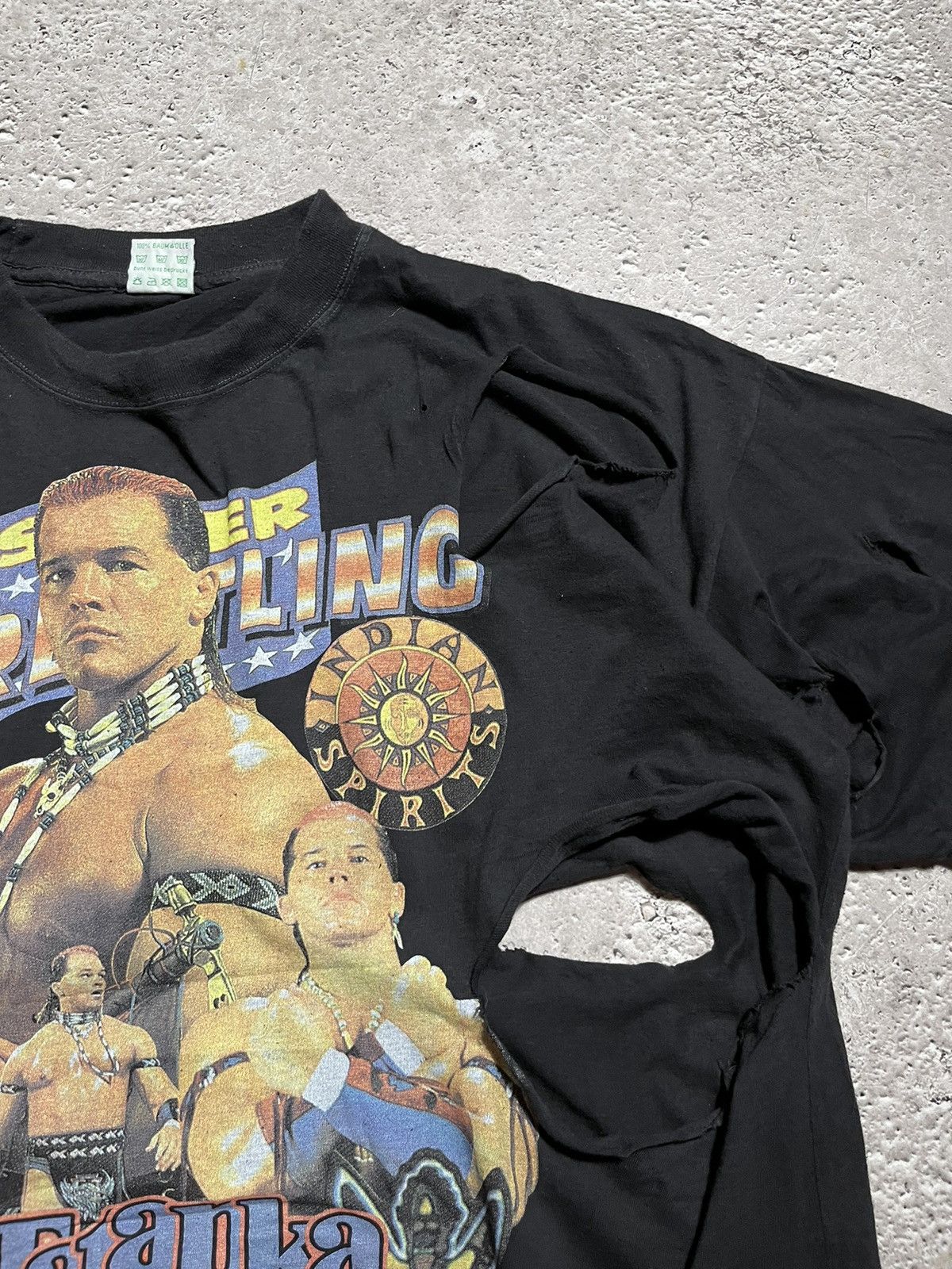 Vintage × WWE × WWF FULL DESTROYED Vintage 90s Tatanka WWE WWF Wrestling T shirt Size US XXL / EU 58 / 5 - 7 Thumbnail