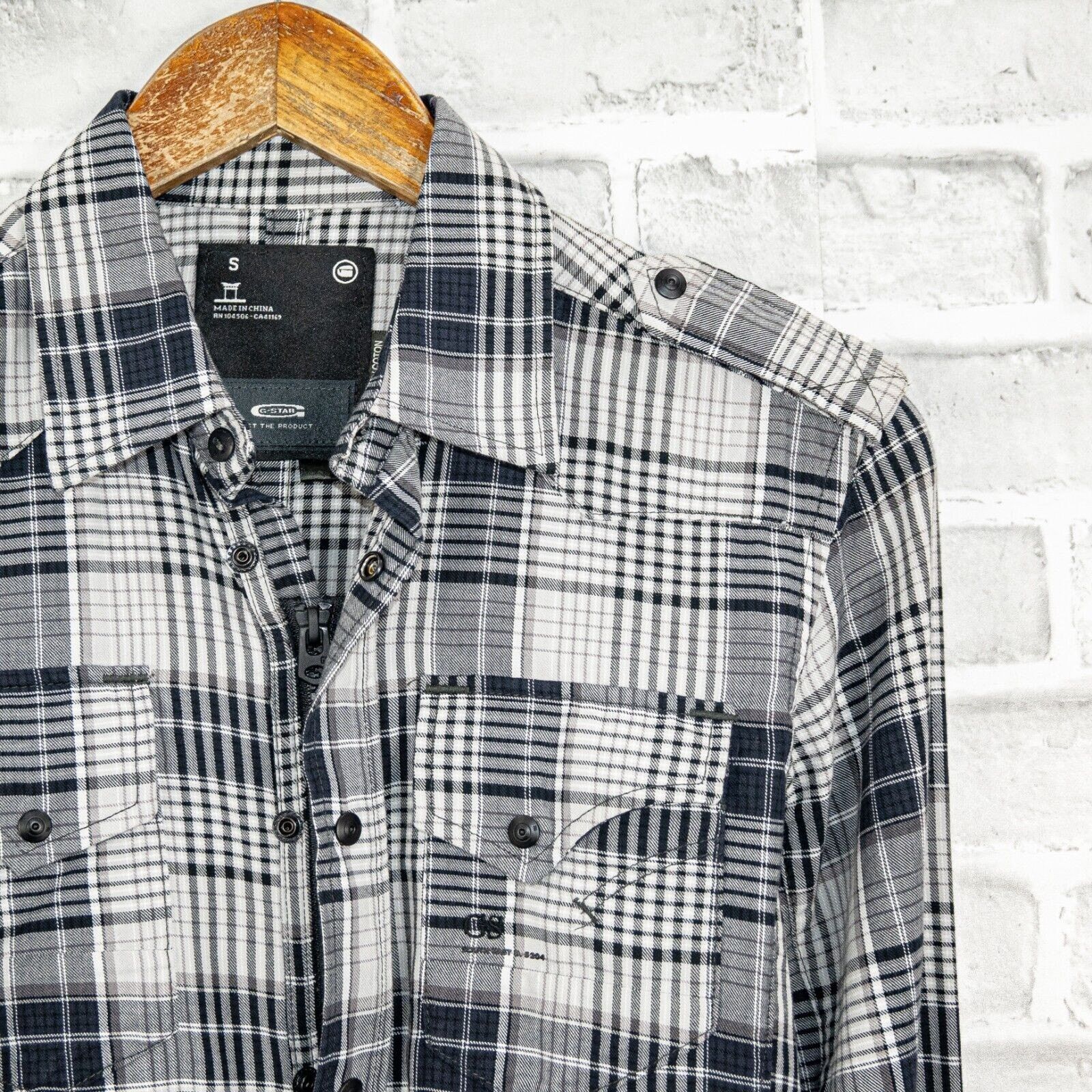 G-Star G Star RAW Men's Zip & Snap Button up Shirt Gray Plaid Small Size US S / EU 44-46 / 1 - 1 Thumbnail