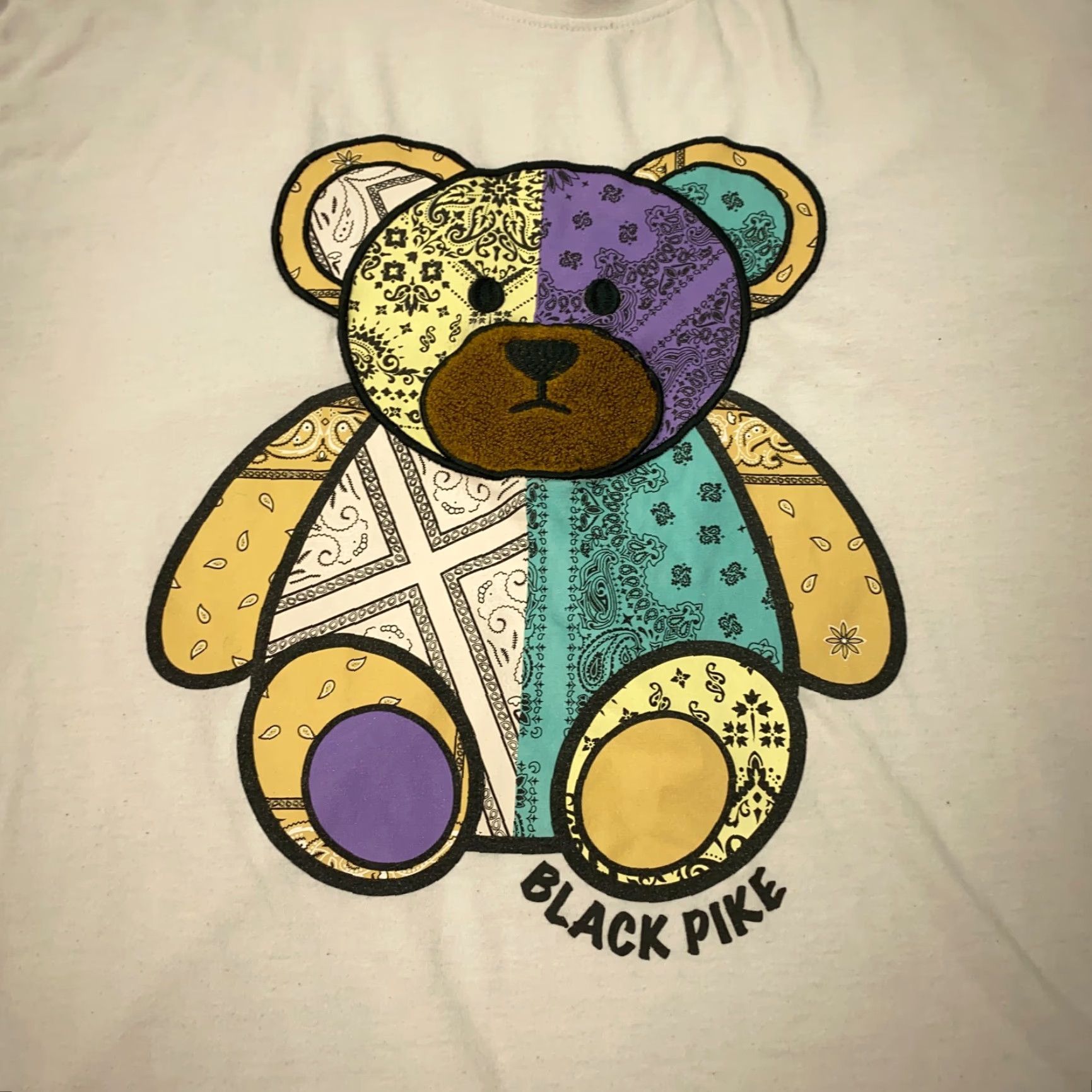 Vintage Black Pike Tee Mens 5XL White Hip Hop Patchwork Bear Streetwear Urban Shirt Size US XXL / EU 58 / 5 - 2 Thumbnail