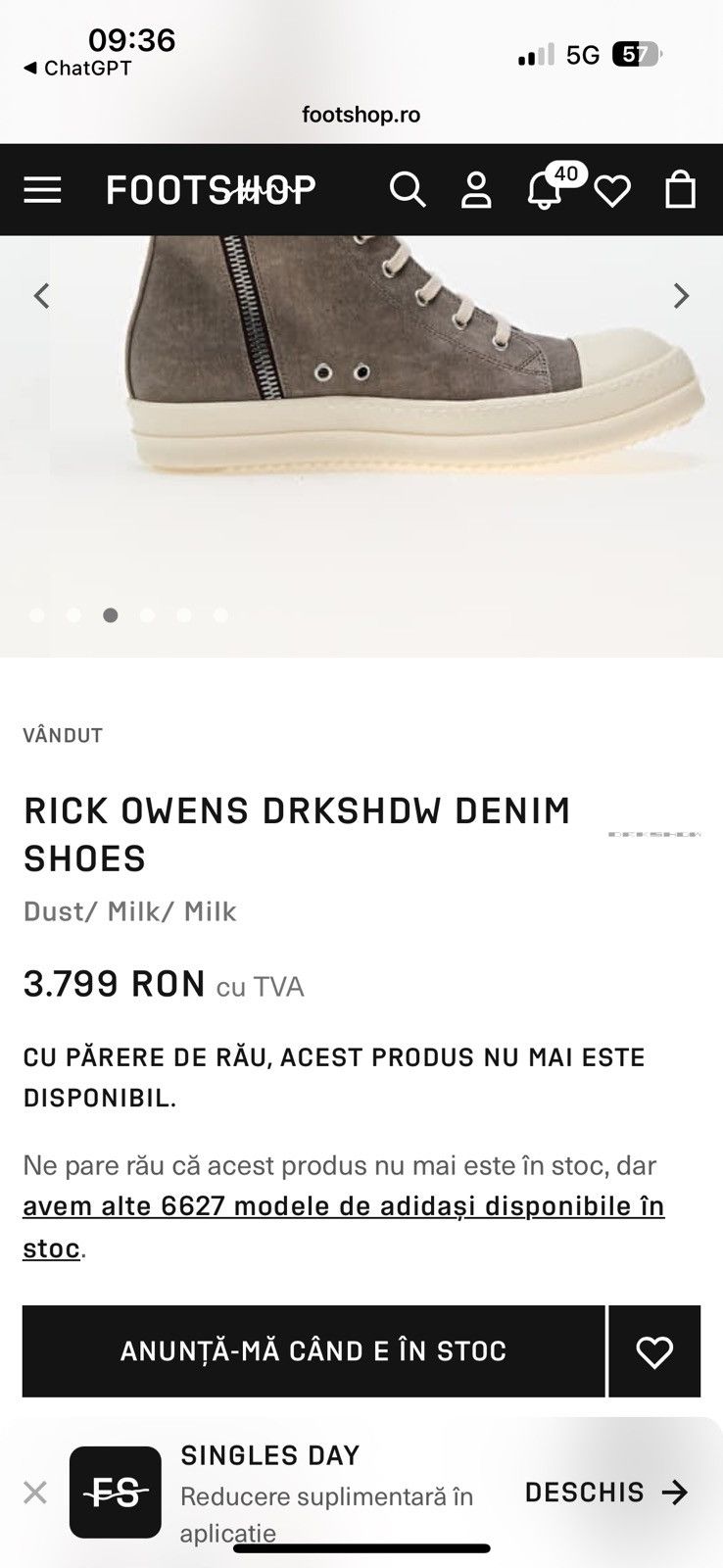 Rick Owens Drkshdw Rick Owens DRKSHDW 43.5 Dust Size US 10 / EU 43 - 6 Thumbnail