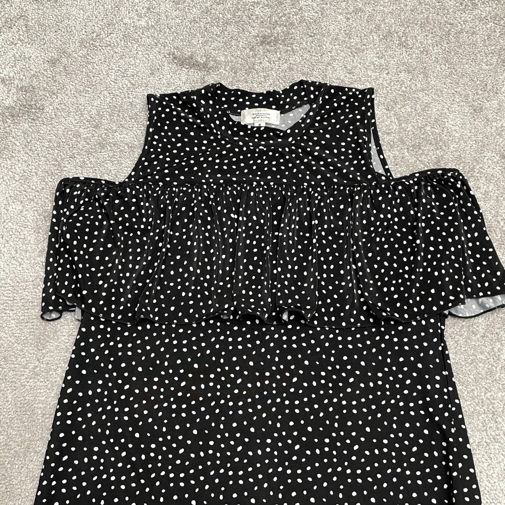 Ford Shannon Ford Blouse Shirt Womens Medium Black White Polka Dot Cold Shoulder Sleeve Casual Knit VINTAGE: No Size M / US 6-8 / IT 42-44 - 3 Thumbnail