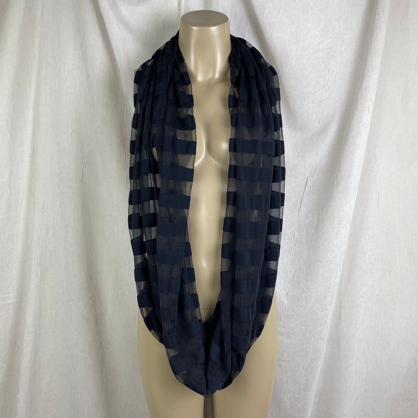 Steve Madden Steve Madden Sheer Striped Infinity Scarf Semi-Sheer Snood Size ONE SIZE - 2 Thumbnail