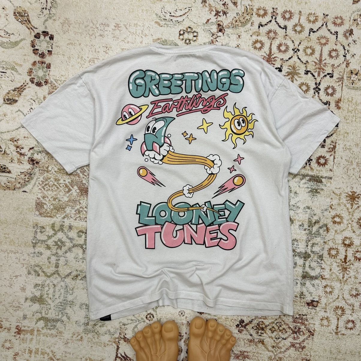 Cartoon Network × Designer Vintage Adult Looney Tunes Greetings Earthlings Logo Tee Size US L / EU 52-54 / 3 - 2 Thumbnail