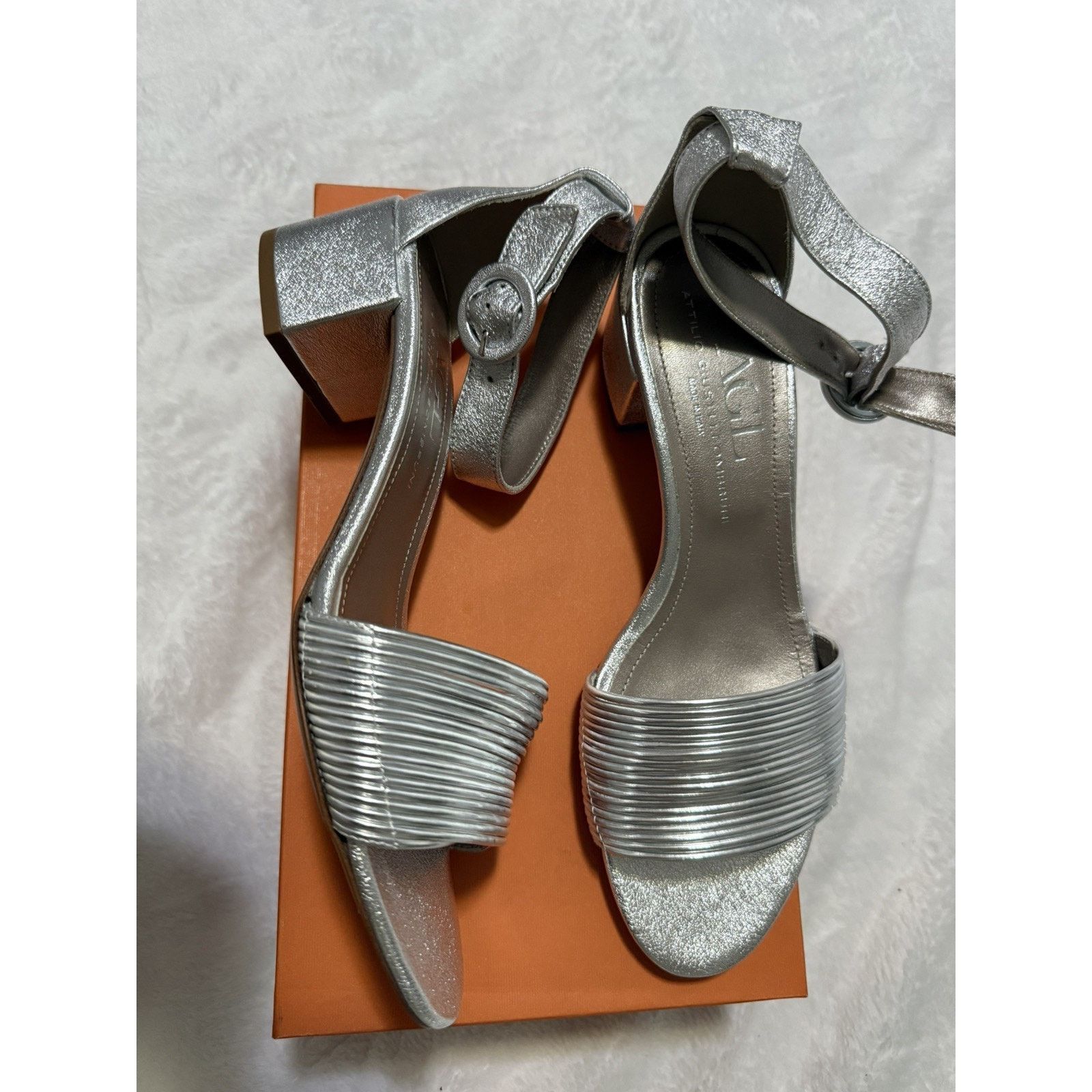 AGL AGL Sandals Shoes Womens Size 8.5 Silver Leather $380 MSRP Size US 8.5 / IT 38.5 - 2 Thumbnail