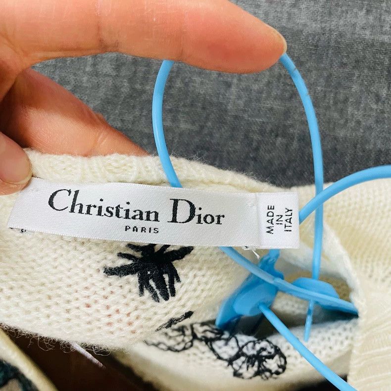 Dior Dior White cashmere chest embroidered floral pattern sweat Size XXS / US 00 / IT 34 - 5 Thumbnail
