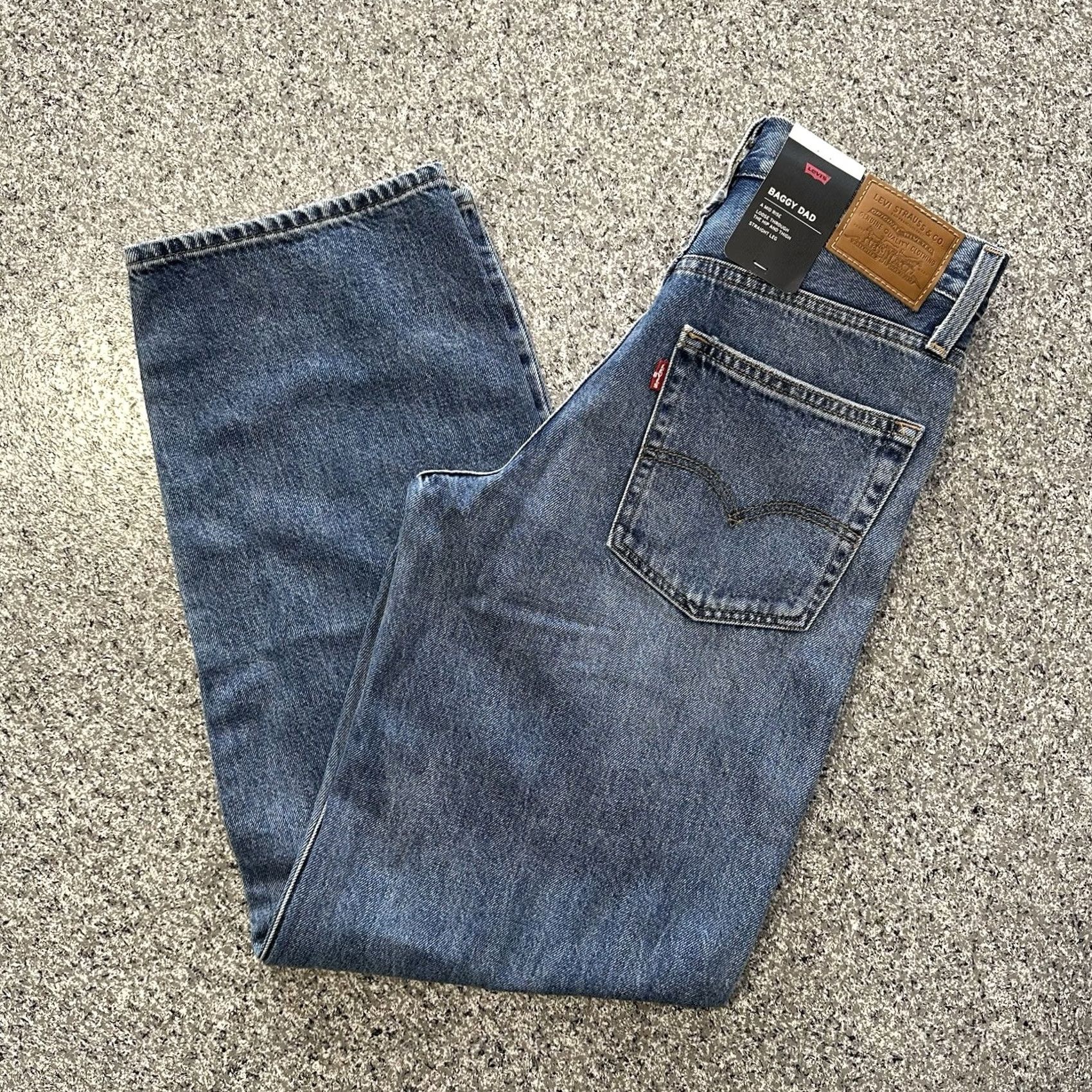 Levi's Levi's Jeans Womens 25x32 Mid Rise Baggy Straight Style: Boyfriend 5-Pocket Blue Denim 100% Cotton XS- Regular/Regular Size 42" / US 20 - 2 Thumbnail