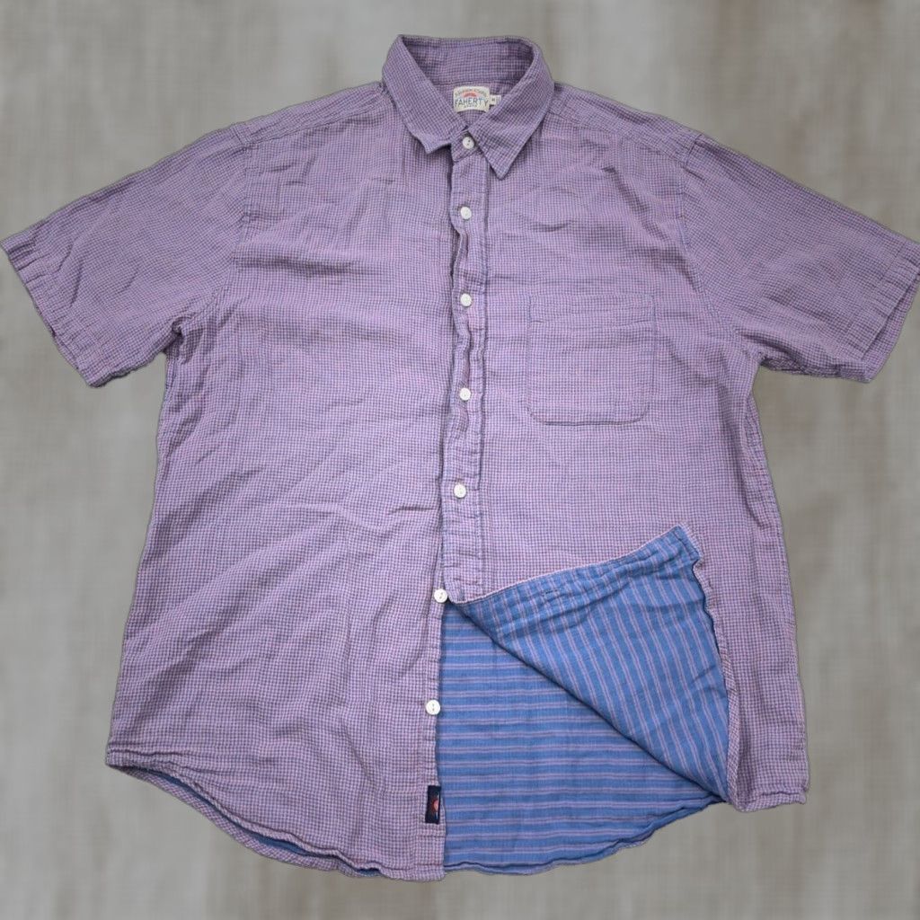 Faherty Faherty Men's Shirt Medium Pink Blue Plaid Button-Up Casual & Workwear All Seasons Size US M / EU 48-50 / 2 - 1 Thumbnail