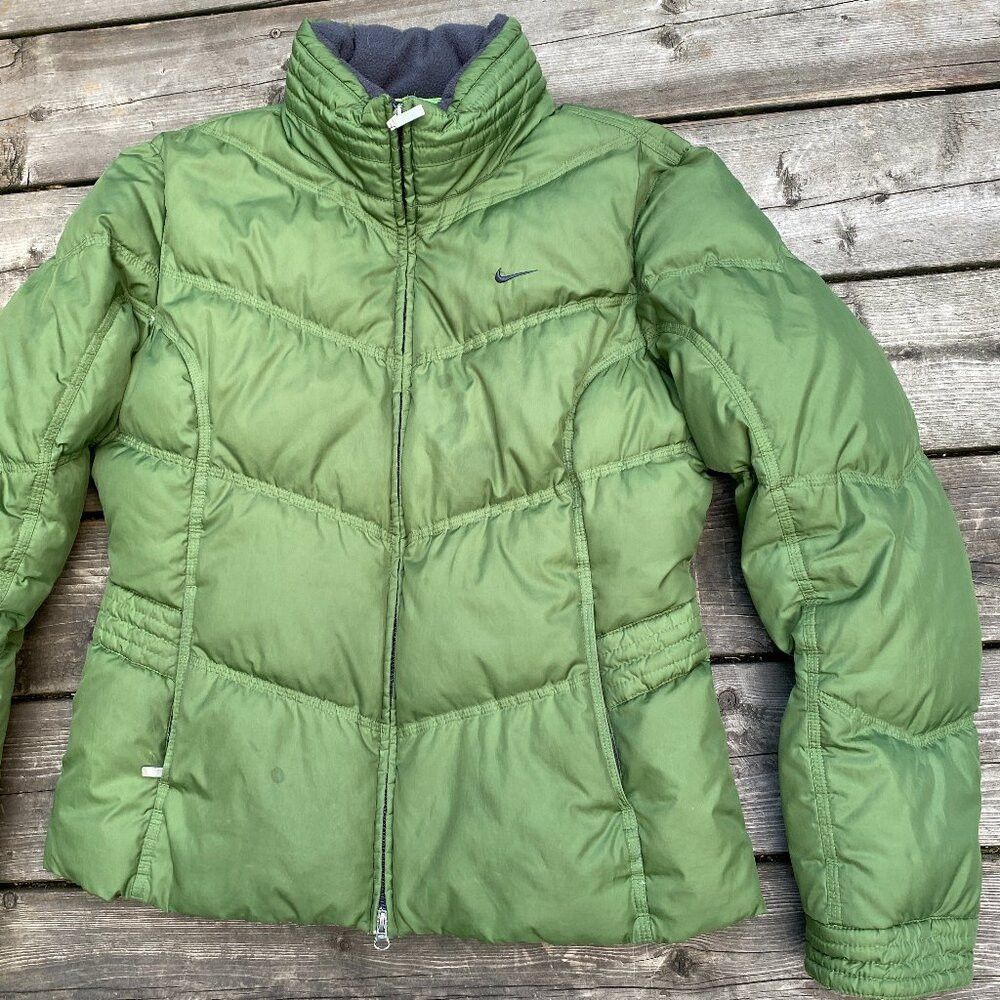 Nike × Vintage Vintage Y2K Gray Tab Nike Puffer Jacket Olive Green Medium Size M / US 6-8 / IT 42-44 - 2 Thumbnail